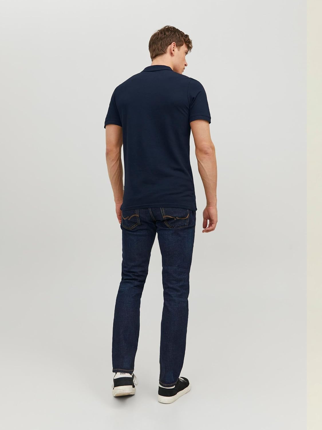 Detalle de JACK & JONES Herren Poloshirt Einfarbig aus Baumwolle