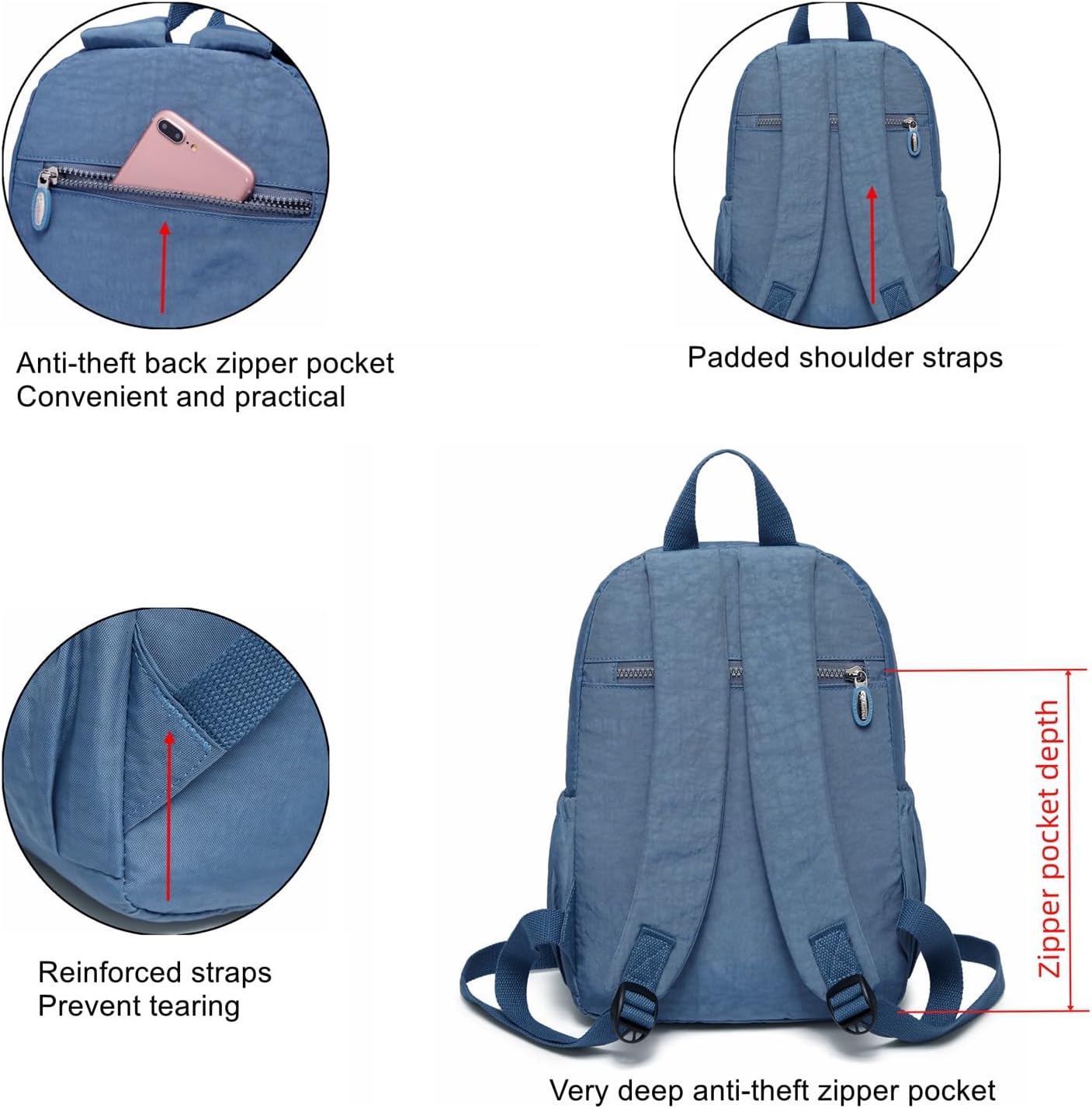 Thumbnail 6 de AOTIAN Damen Rucksack 9 L – Leichter City Daypack aus Nylon