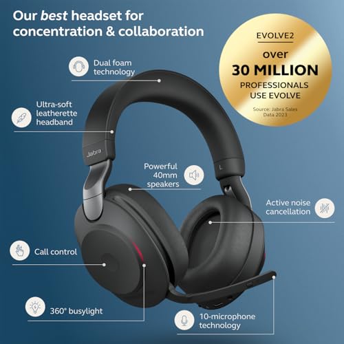 Thumbnail 4 de Jabra Evolve2 85 casque sans fil avec réduction du bruit