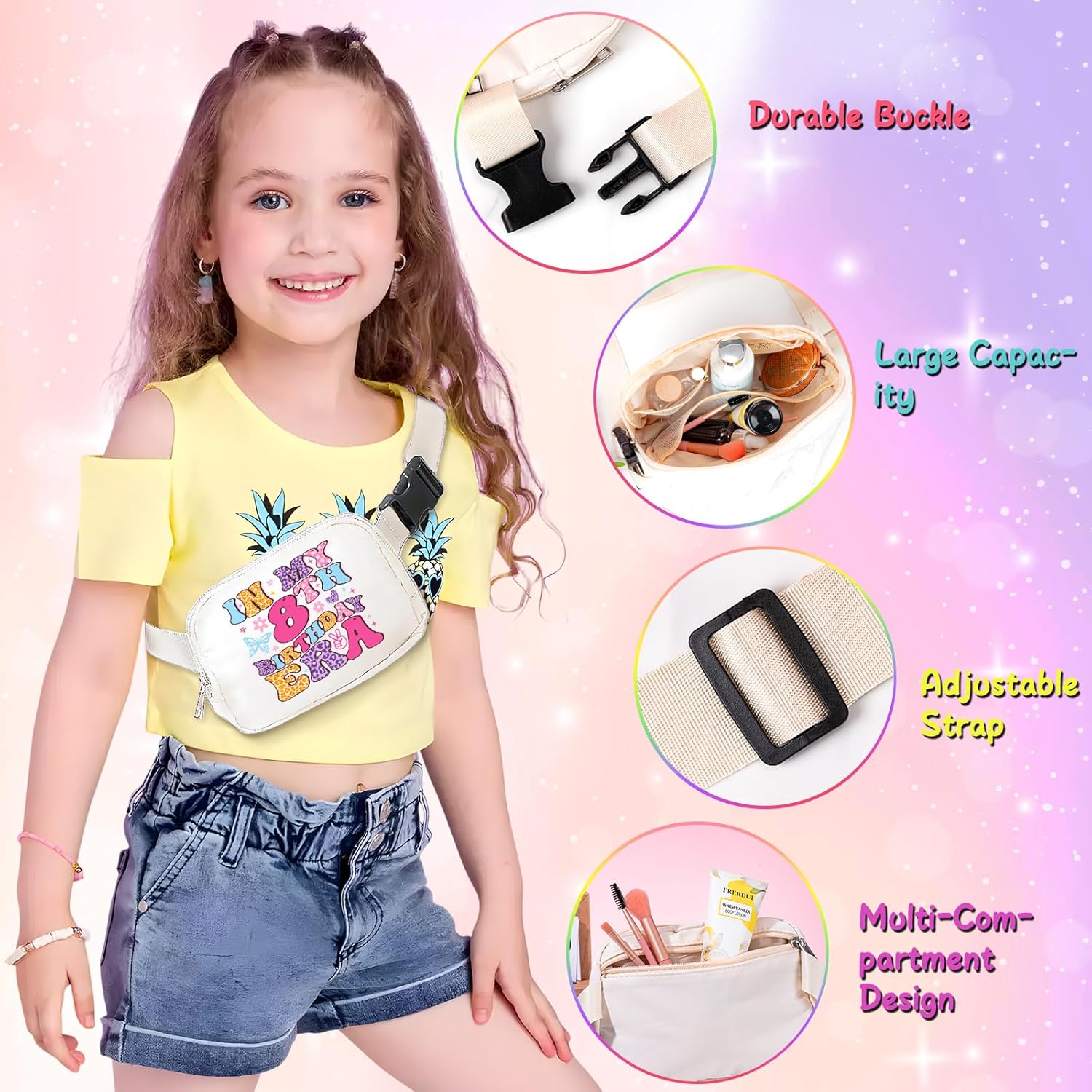 Thumbnail 2 de Frerdui 8 Year Old Girl Birthday Gift Set: Fanny Pack, Glass Cup & Accessories