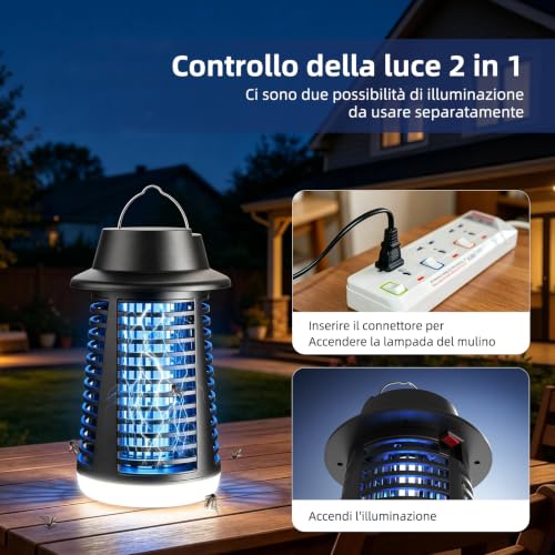 Thumbnail 6 de Lampada Antizanzare 2-in-1 con luce UV 20W, scarica elettrica 4250V e illuminazione LED – IPX4