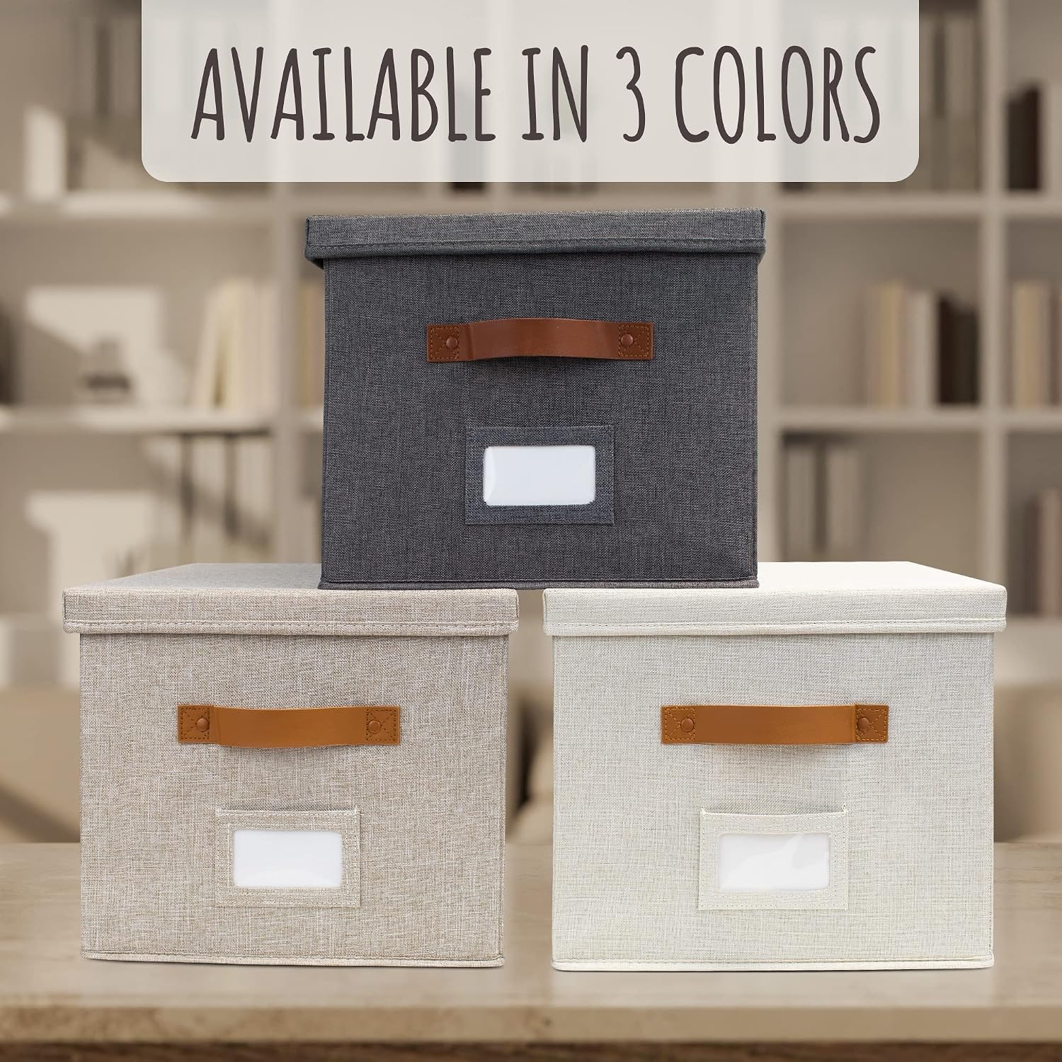 Thumbnail 6 de ZICOTO zic-mfilebox2-ivory-243 Linen File Organizer Boxes, Set of 2