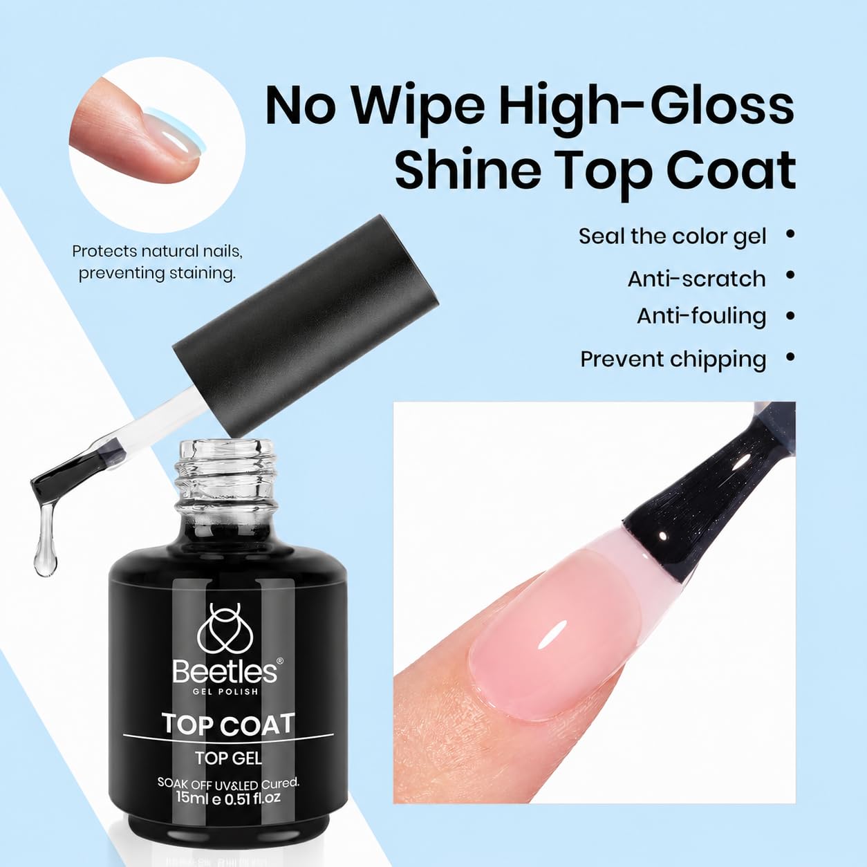 Thumbnail 4 de Beetles 3Pcs 15ml Builder Gel Set with No-Wipe Top Coat: Shine, Strength, and Smooth Extension in One Kit