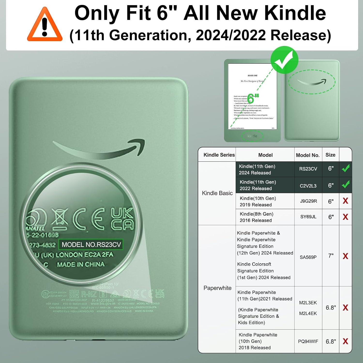 Thumbnail 1 de MoKo-hoes voor Kindle 11e generatie, 6 inch, TPU-achterkant en automatische slaapstand