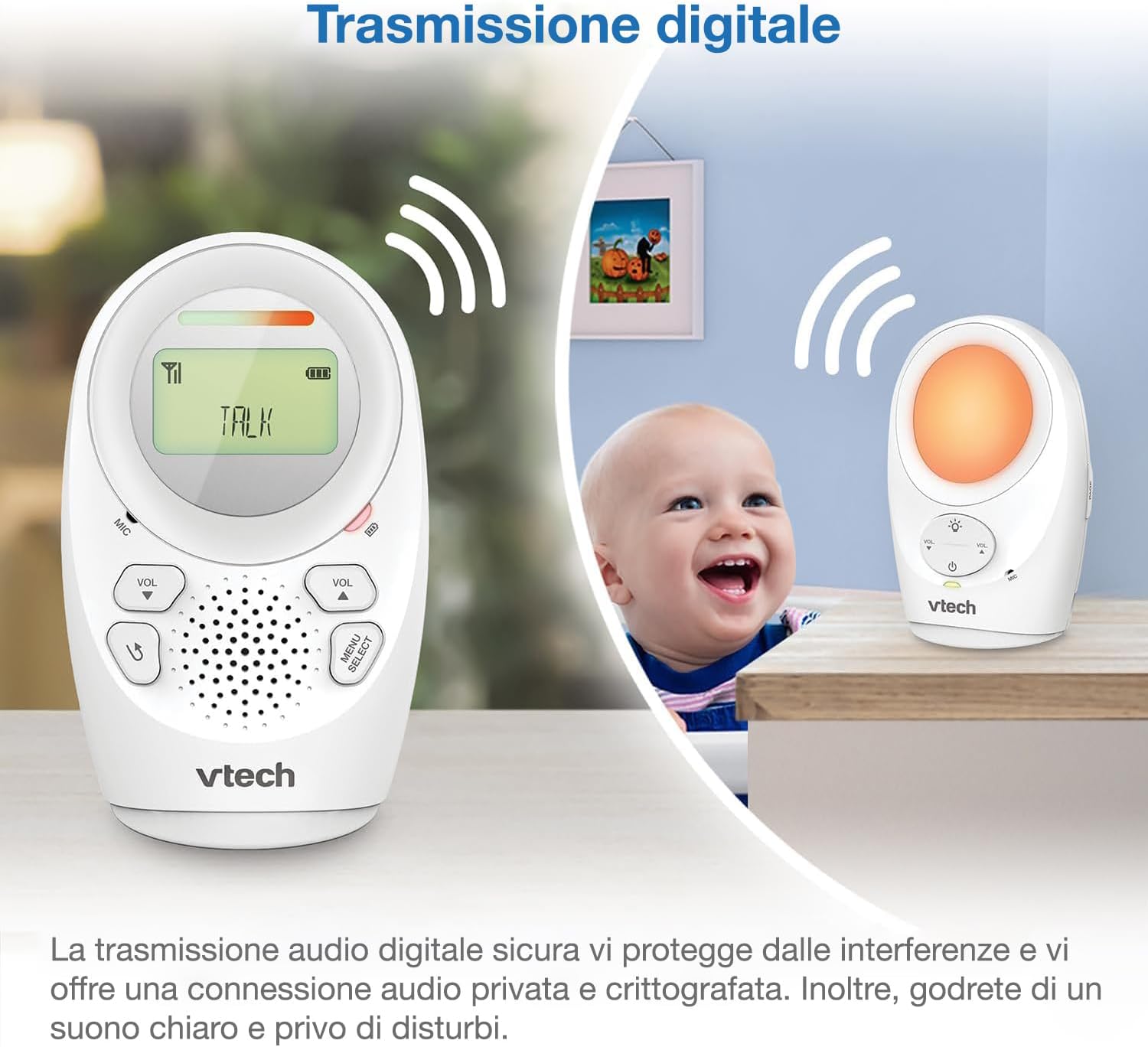 Detalle de VTech BM1211 monitor audio per bambini con volume 5 livelli