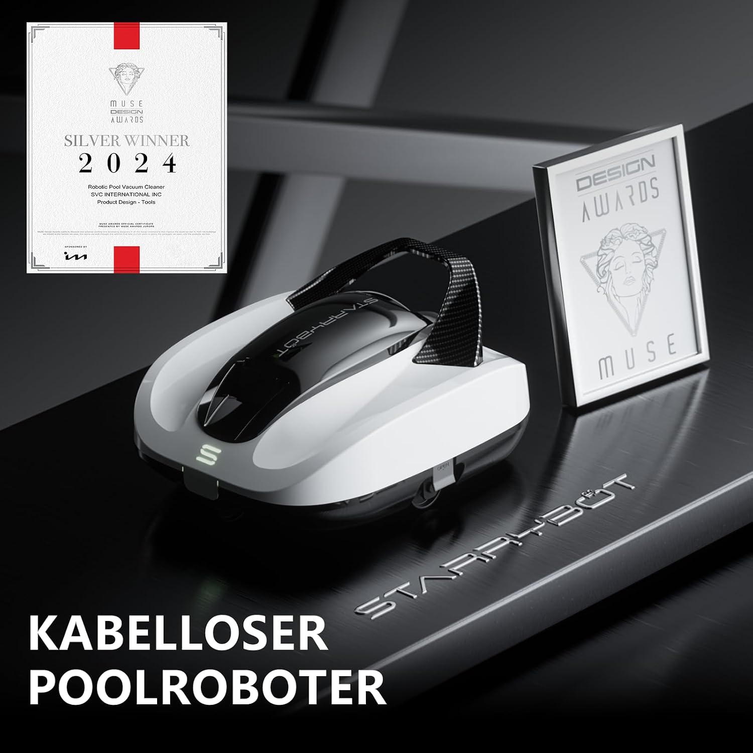 Detalle de STARRYBOT Akku Poolroboter – kabelloser Reinigungshelfer für Aufstellpools bis 84 m²