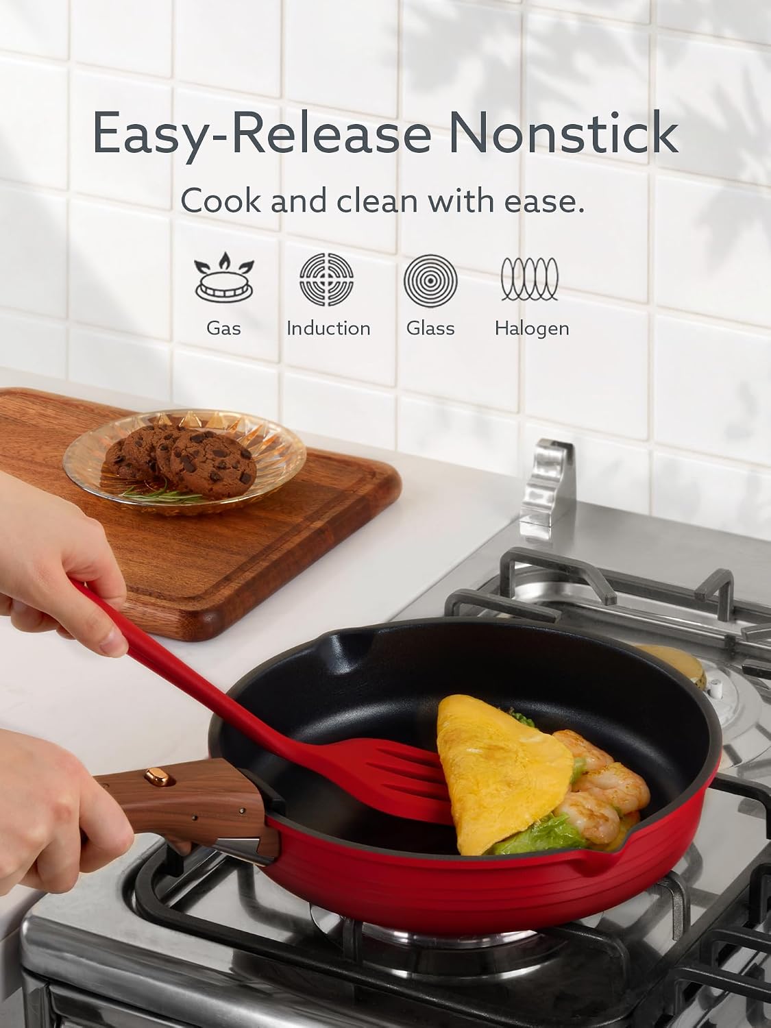 Detalle de CAROTE 20Pcs Titanium Cookware Set with Detachable Handle – Nonstick, Induction Ready