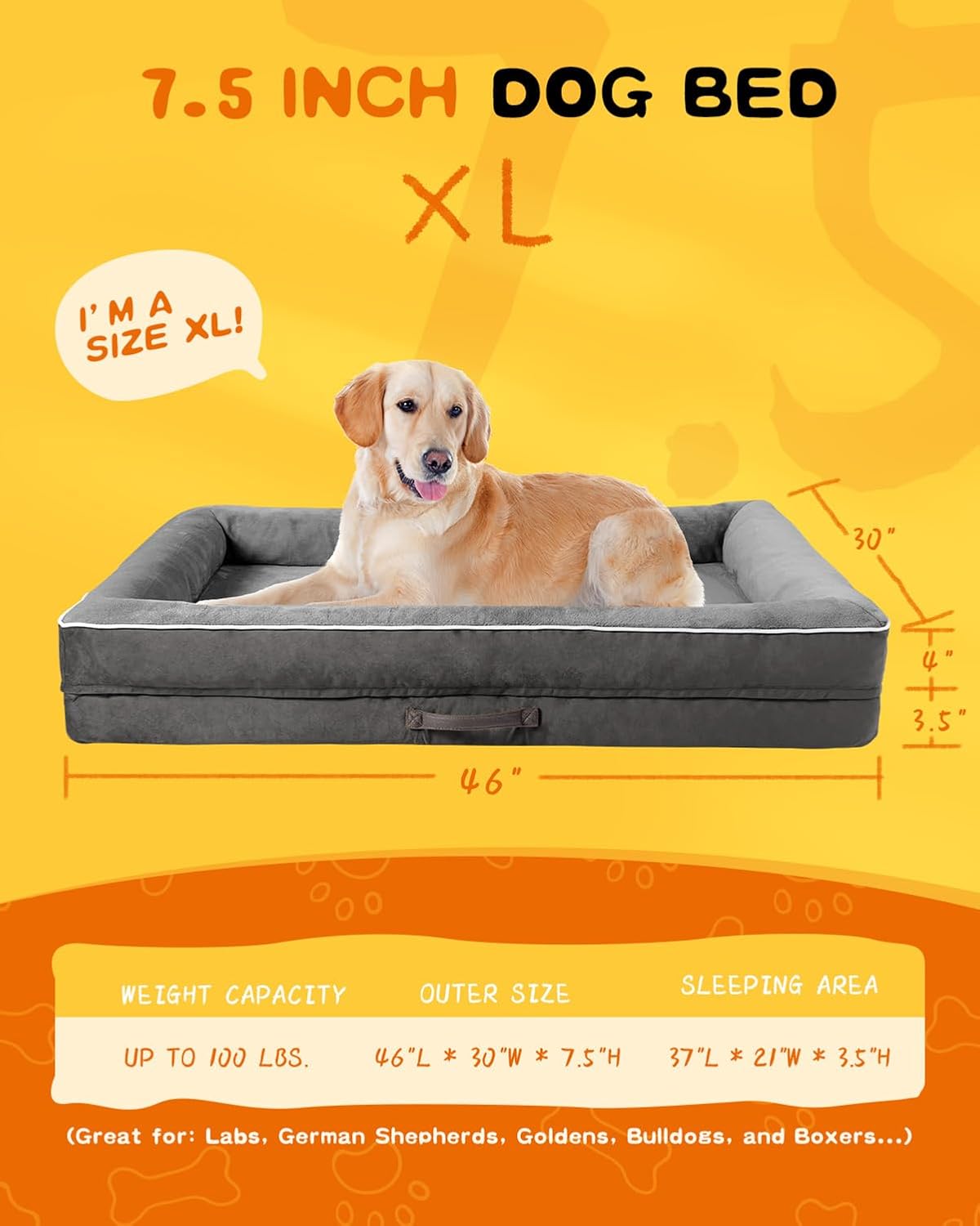 Detalle 2 de Renvix XL Orthopedic Dog Bed 117x76x19cm