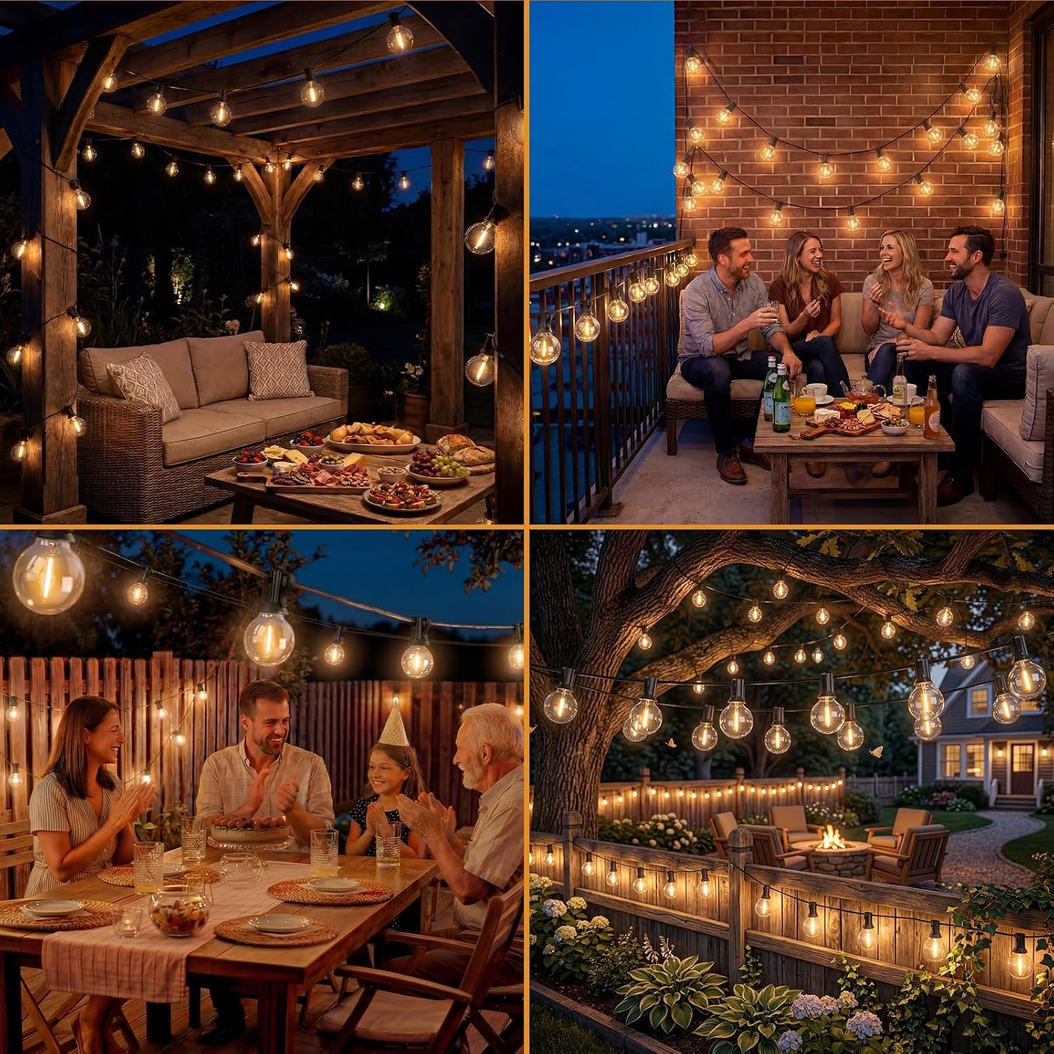 Thumbnail 6 de Litogo Außen-Lichterkette 15 m mit Fernbedienung – dimmbar, Timer, IP44, 18 LEDs, 24V Sicherheit, Warmweiß