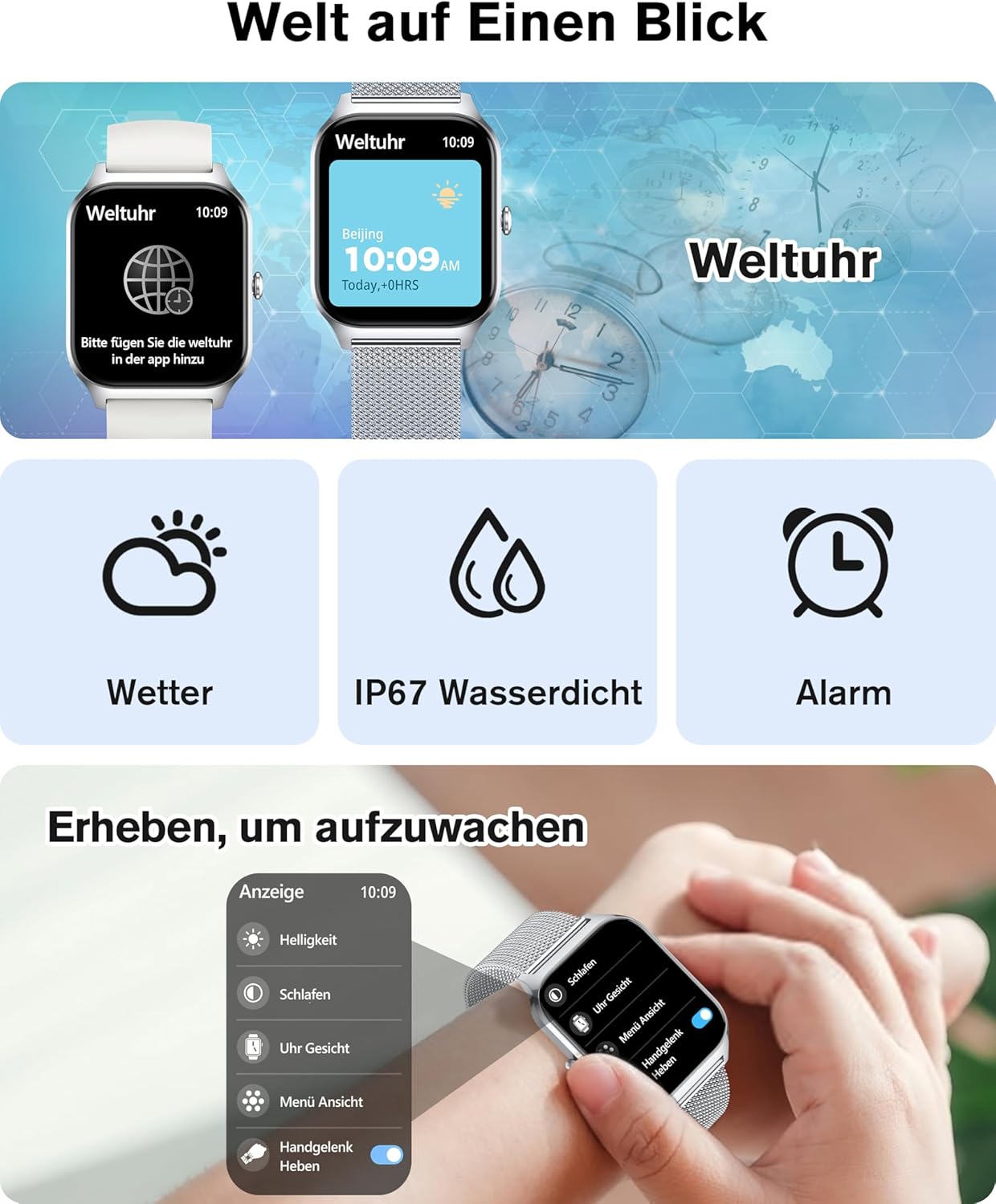 Thumbnail 6 de KALINCO Smartwatch Herren/Damen – Blutdruck, KI-Fitness & Weltuhr, 100+ Sportmodi