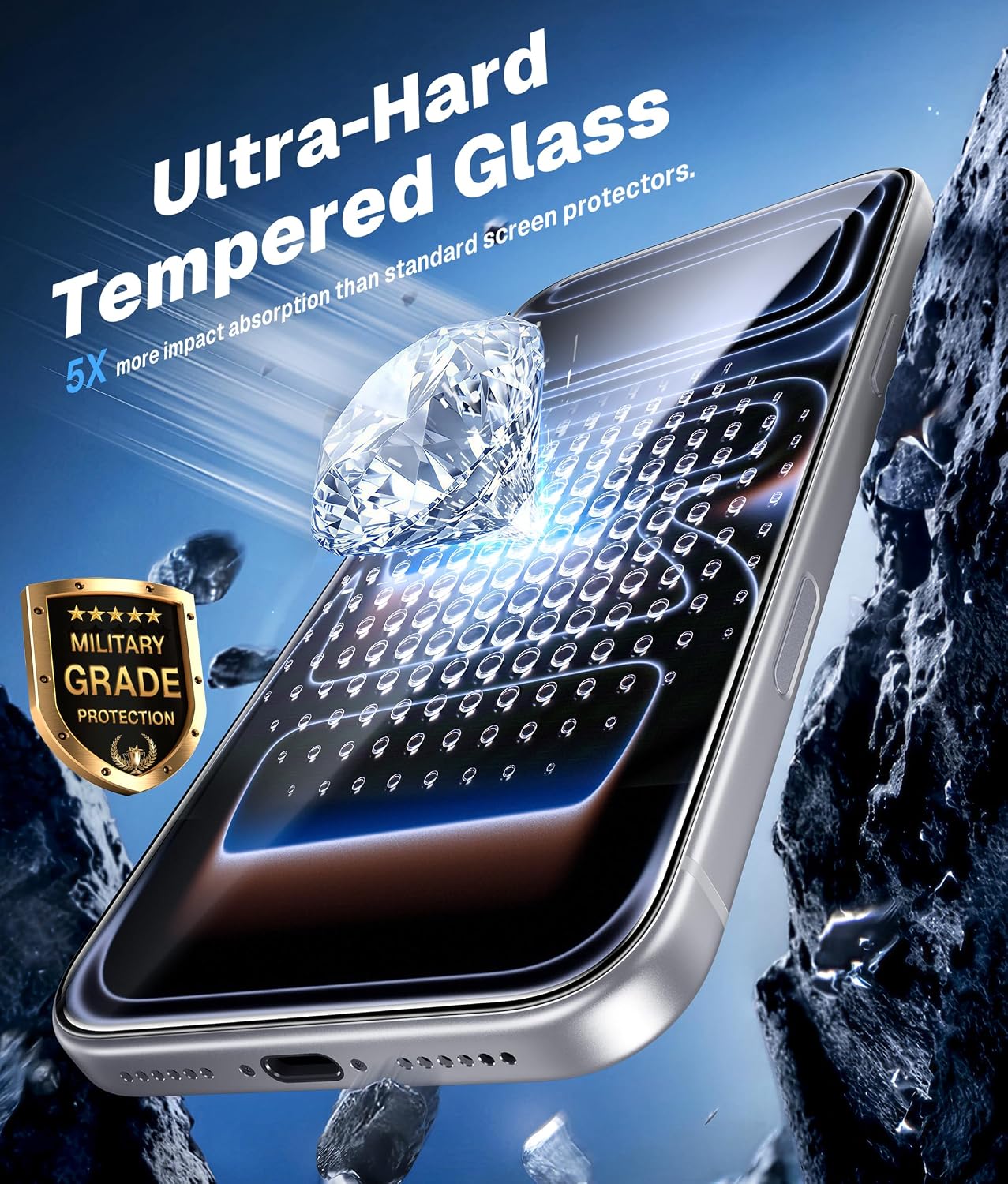 Detalle de MOBOSI MOBOSI-S-IP17PM-HD Screen Protector for iPhone 17 Pro Max, 3-Pack