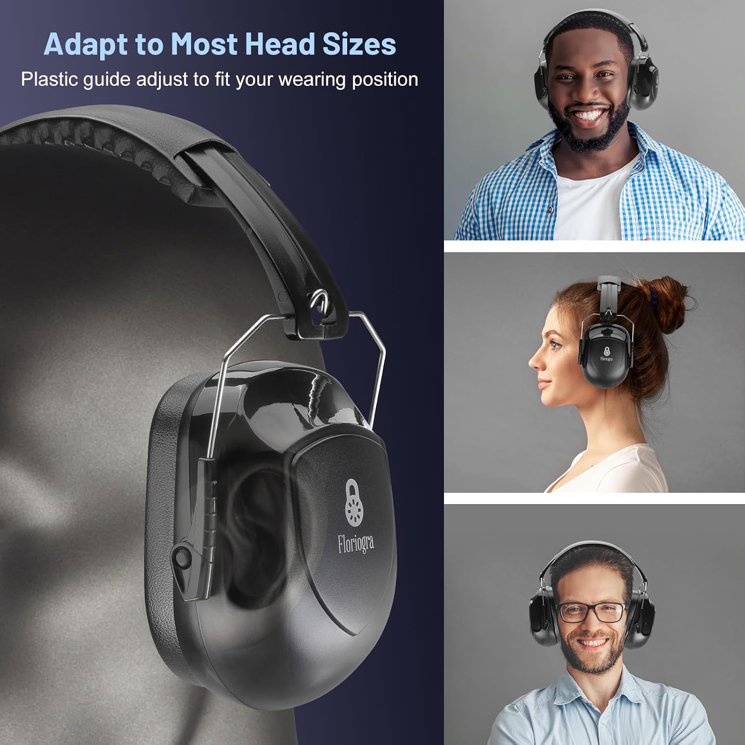 Detalle de Floriogra 2-Pack 34 dB Hearing Protection Earmuffs with Adjustable Headband