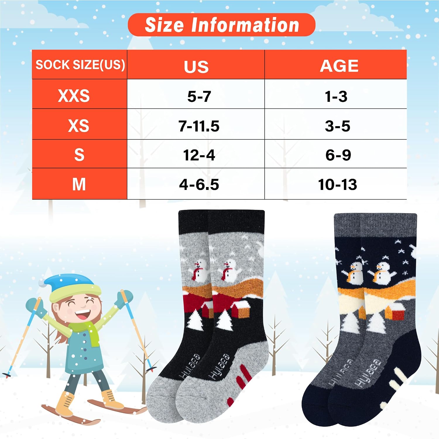 Detalle 2 de Hylaea Merino Wool Ski Socks Kids — Knee-High Warm 1 pair