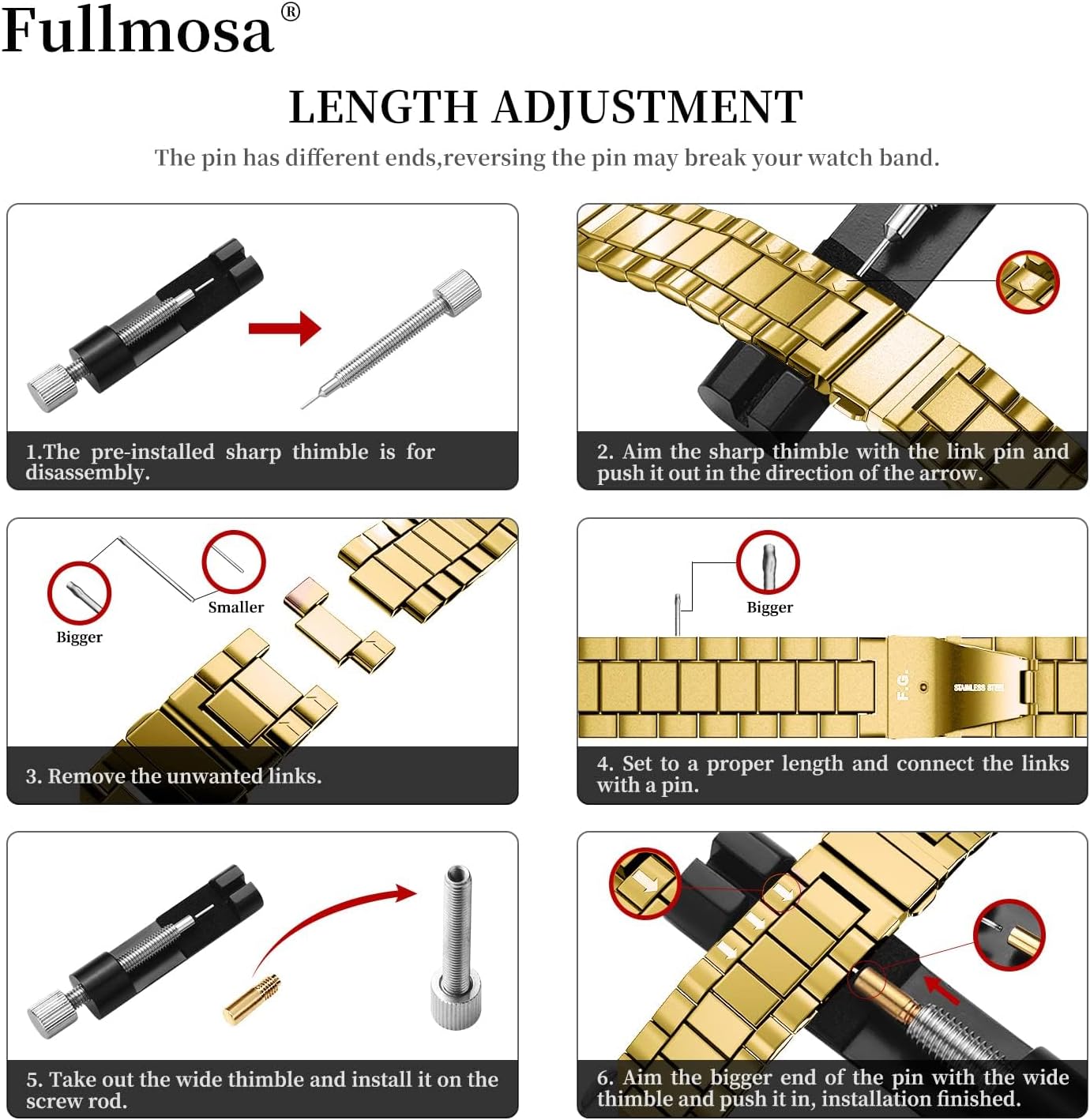 Detalle de Fullmosa Metal Strap for Apple Watch Ultra 49mm – Stainless Steel Replacement Band with Protective Case