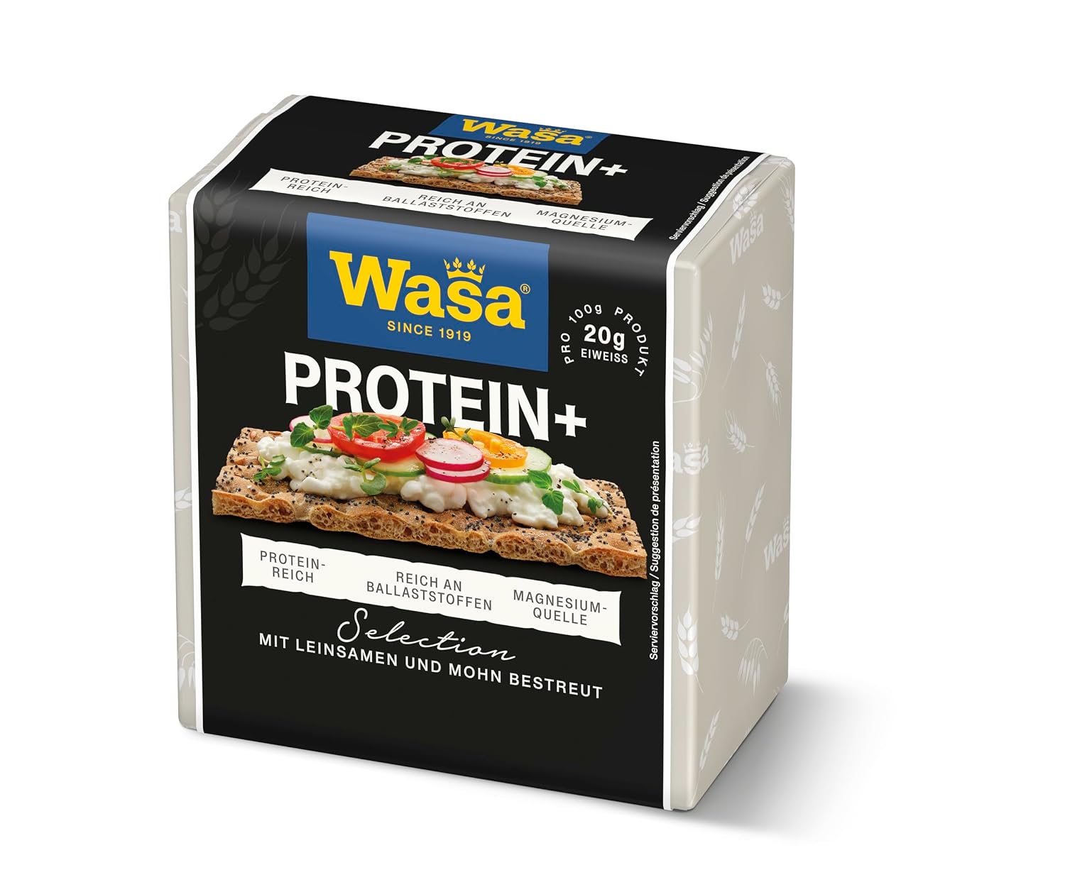 Thumbnail 2 de Wasa Selection Protein+ 200 g – Knäckebrot mit 41% Weizenvollkornmehl, Leinsamen und Mohn (4er Pack)