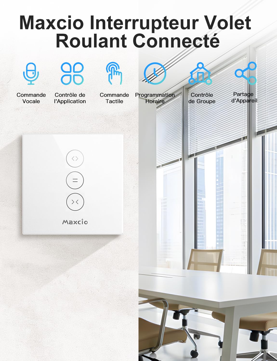 Thumbnail 4 de Maxcio Interrupteur Volet Roulant WiFi – contrôle vocal, minuterie et compatibilité Alexa/Google Home