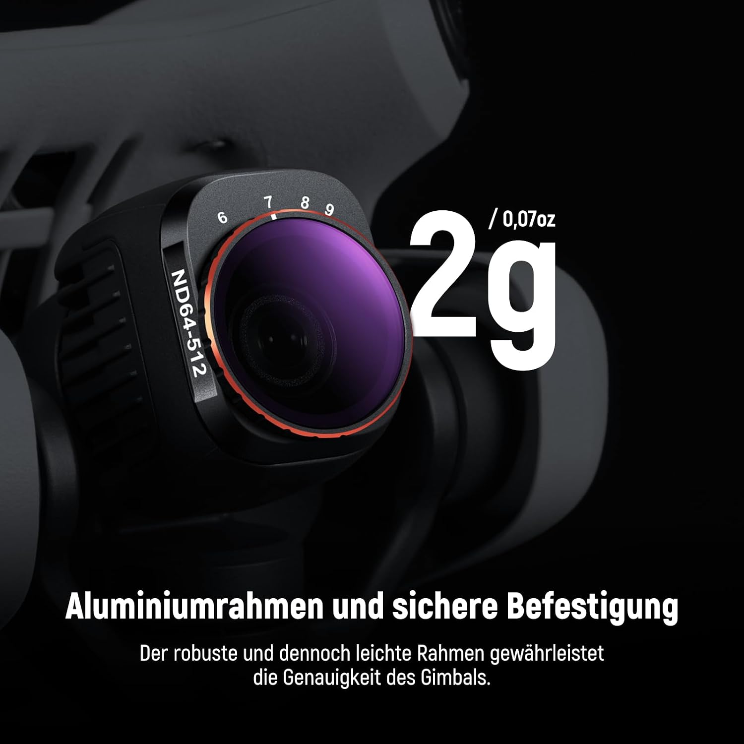 Thumbnail 4 de NEEWER Variabler ND Filter für DJI Mini 4 Pro – ND64-512, 6–9 Stops, HD-Glas, Snap-On