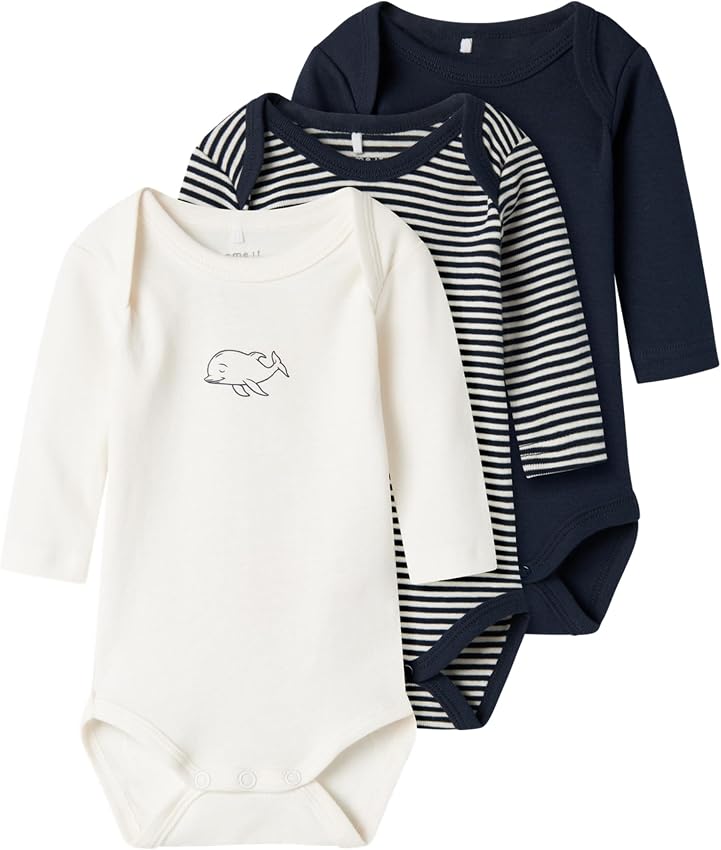 Detalle de NAME IT NBNBODY 3P LS Y/D Core 2 Body manga larga bebé Dark Sapphire 👶