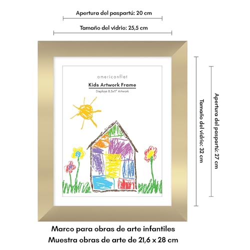 Detalle 2 de Americanflat A4 Marco Dorado para Arte Infantil - Pack 2 🖼
