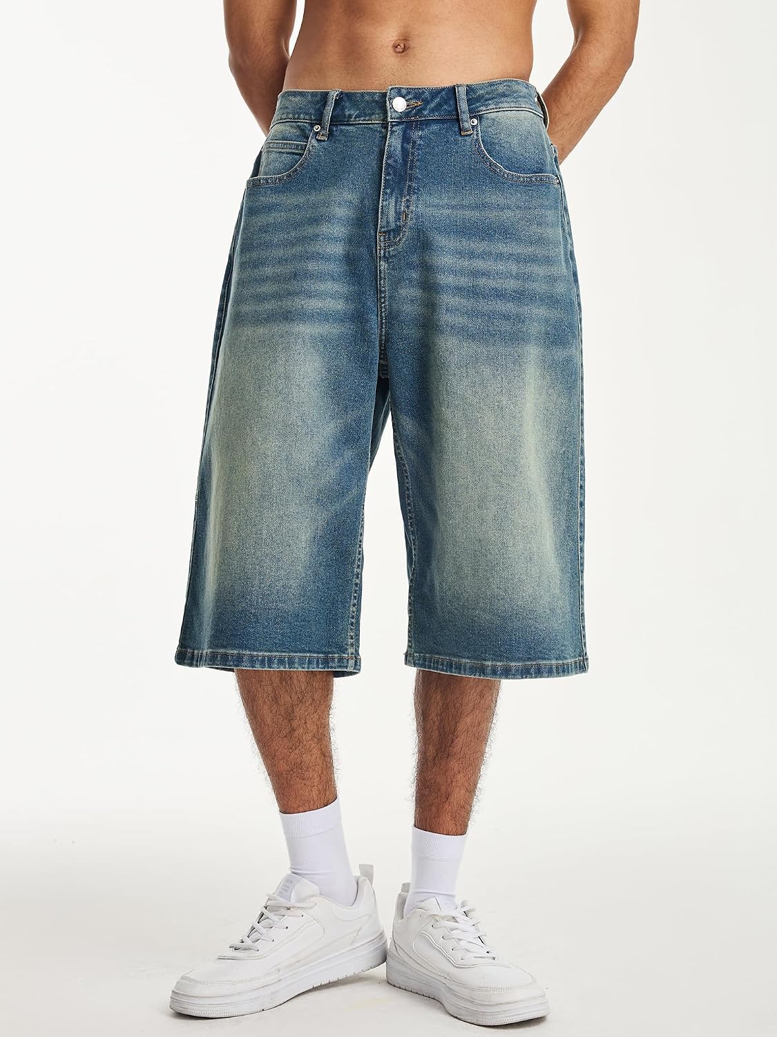 Detalle 2 de JMIERR Jeans Shorts Herren Baggy 3/4 – Sommerlicher Y2K-Style aus Denim, Loose Fit