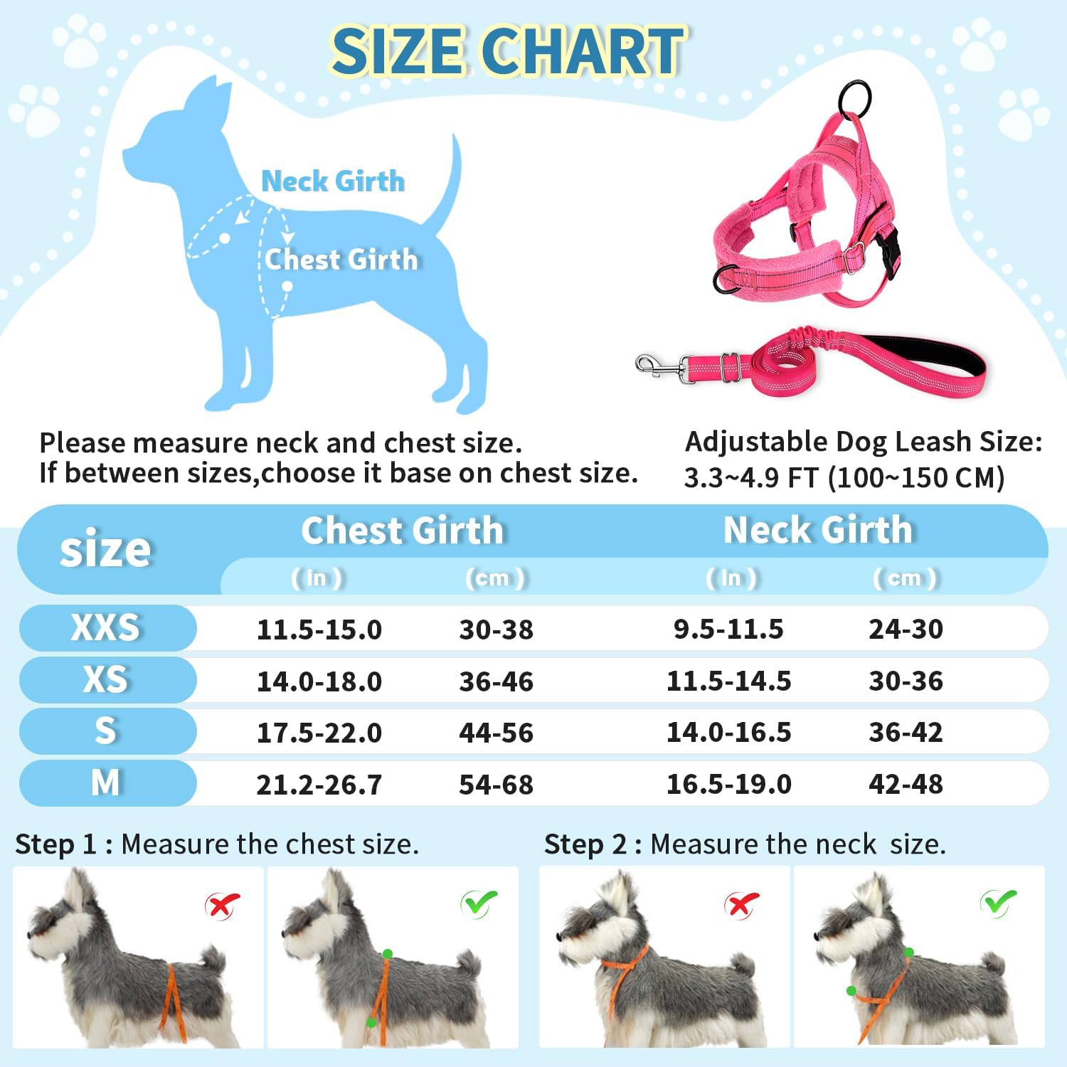 Thumbnail 1 de Eyein Small Dog Harness and Lead Set (No Pull) – Soft Padded Reflective XXS in Pink