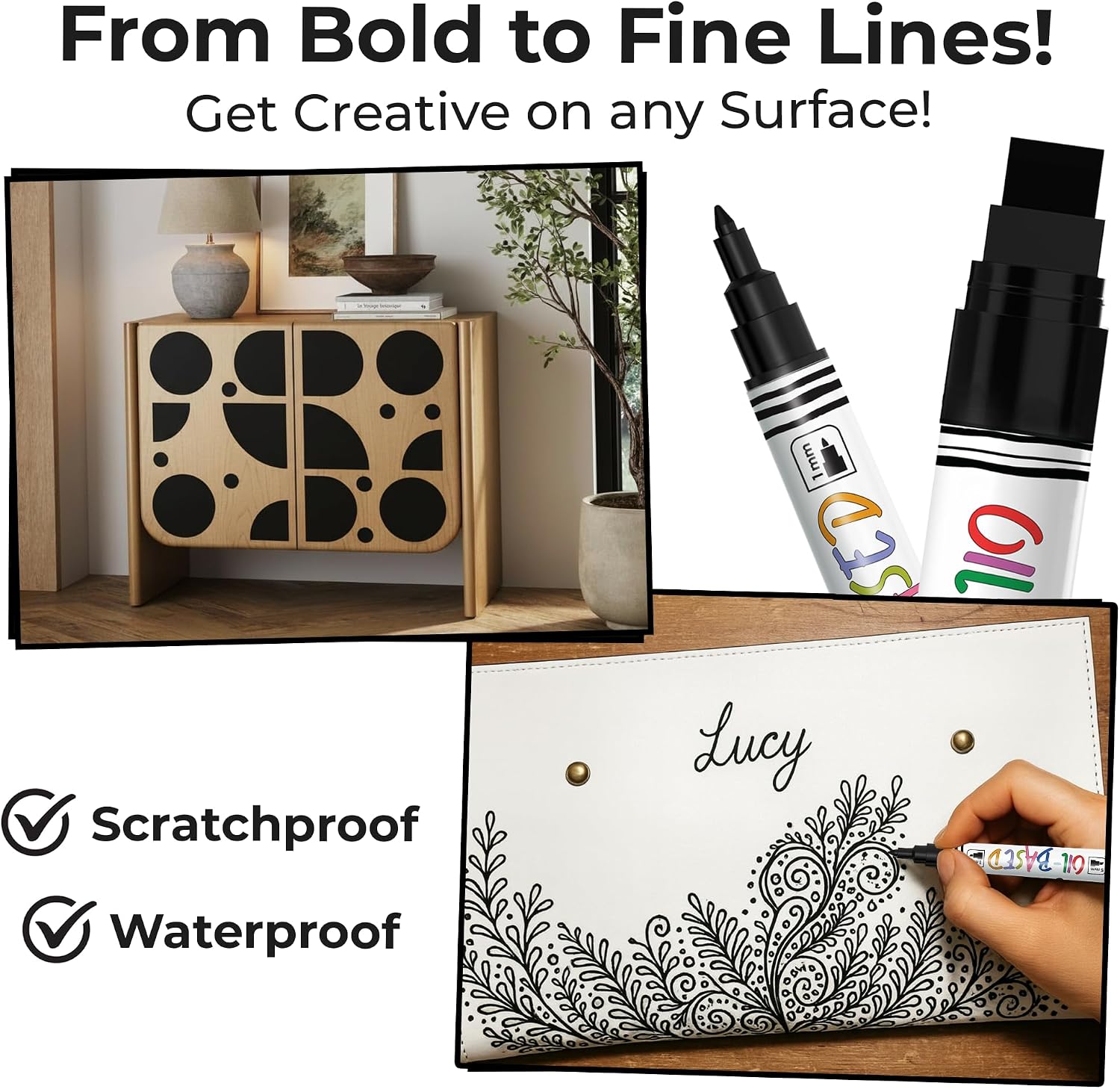 Thumbnail 6 de Chalkola 5 Oil Black Paint Pen (4 Dual Tip, 15mm Jumbo) – waterproof permanent oil paint markers