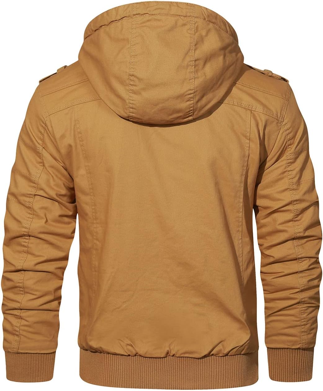 Detalle de Hood Crew Herren-Winterjacke mit Kapuze, dickem Fleecefutter und Cargo-Taschen