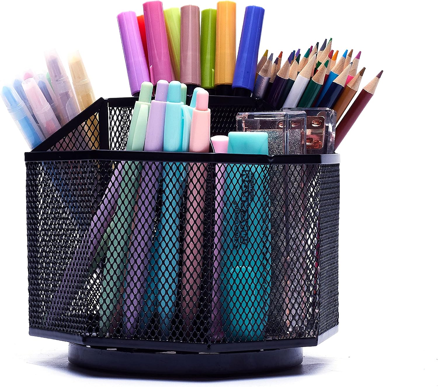 Detalle de EXERZ 360° Rotating Desk Organiser (Mesh Desk Tidy Caddy) with 5 Compartments