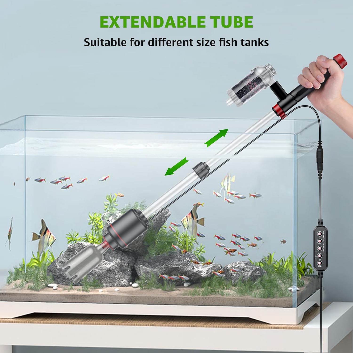 Thumbnail 6 de Suness 24W Electric Aquarium Gravel Cleaner with Timed OFF — Multifunctional Fish Tank Vacuum for Automatic Water Change and Debris Removal