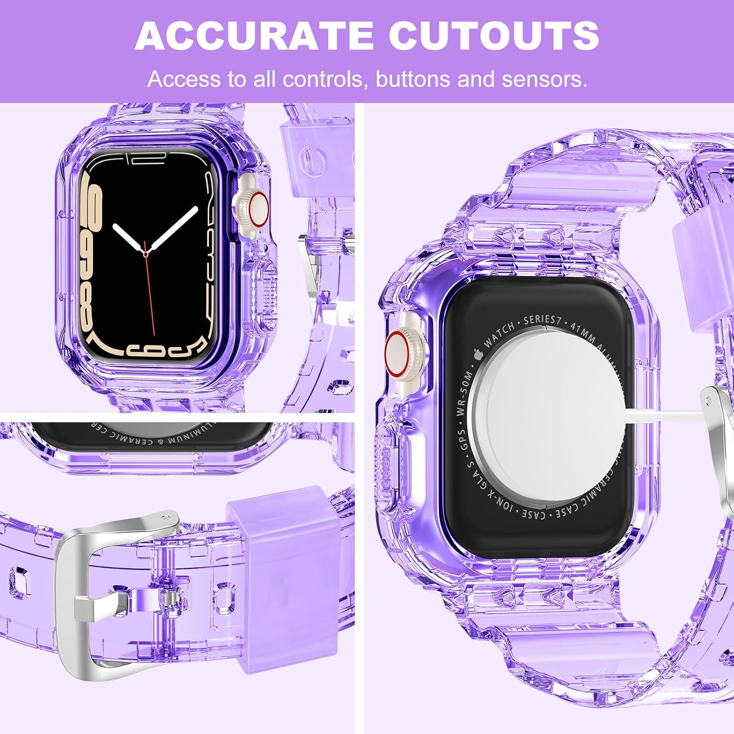 Thumbnail 3 de XYF Crystal Clear Apple Watch Band Bumper Case (TPU) for 41mm / 40mm / 38mm