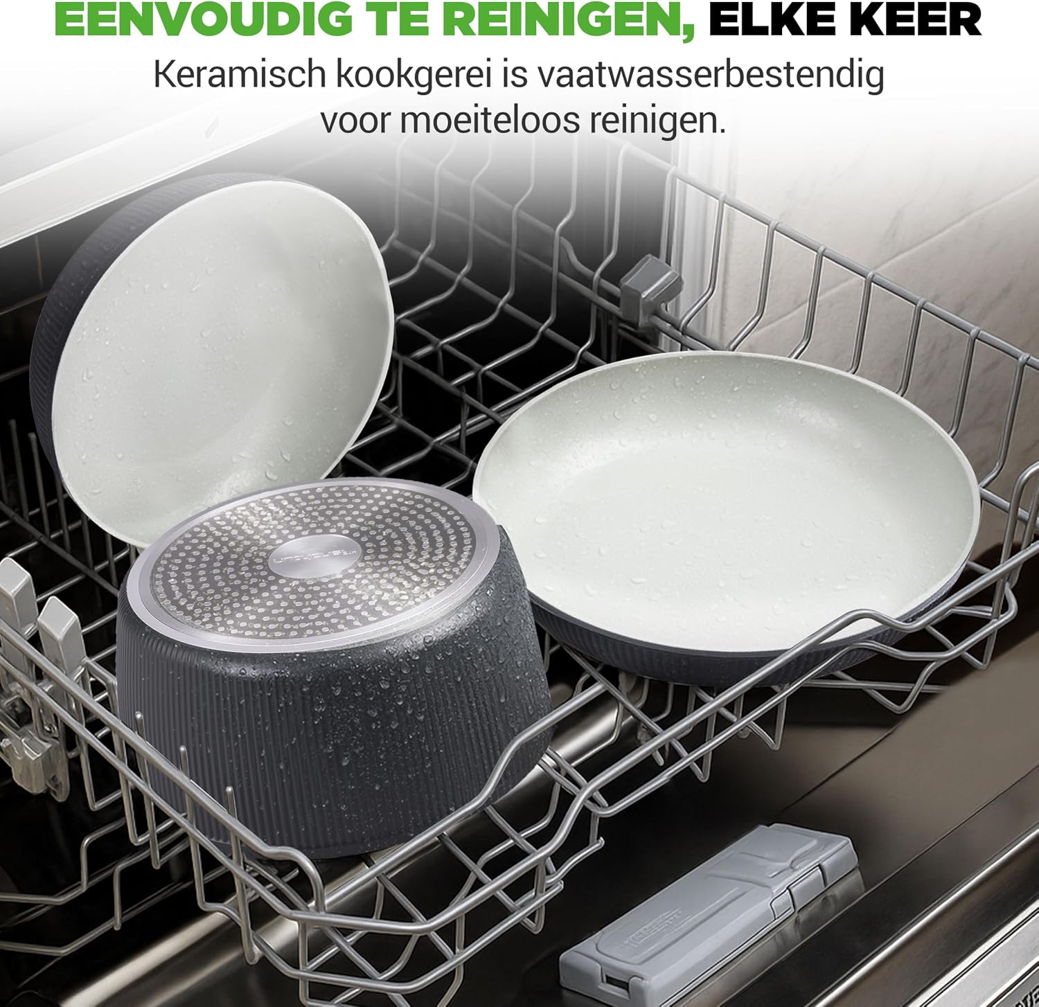 Thumbnail 4 de NutriChef NCCS18DTHGY keramische pannenset, 18-delig en ruimtebesparend