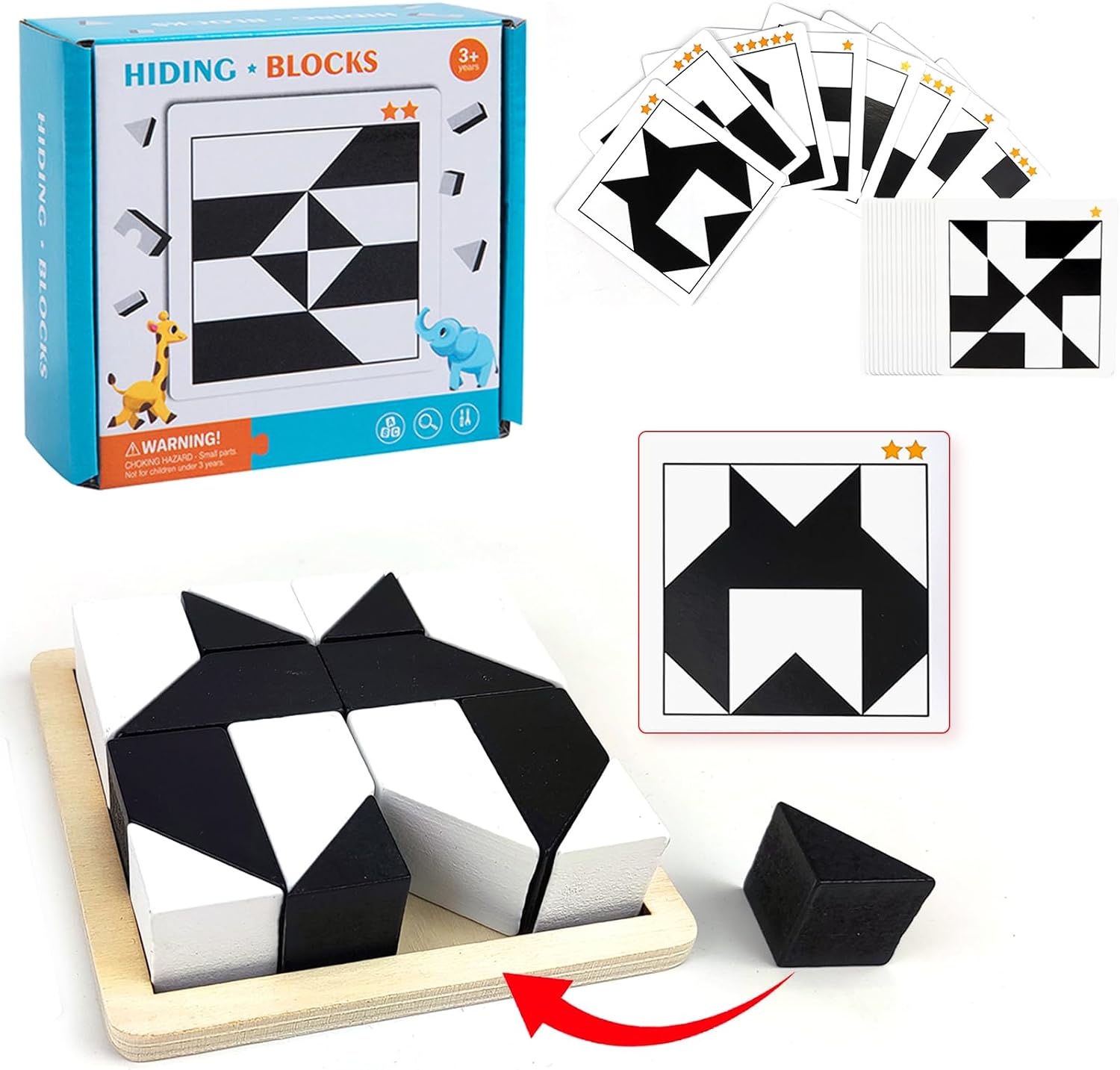 Thumbnail 6 de Blocchi di costruzione Montessori in legno: puzzle geometrico 3D per bambini, stimolo logico e coordinazione