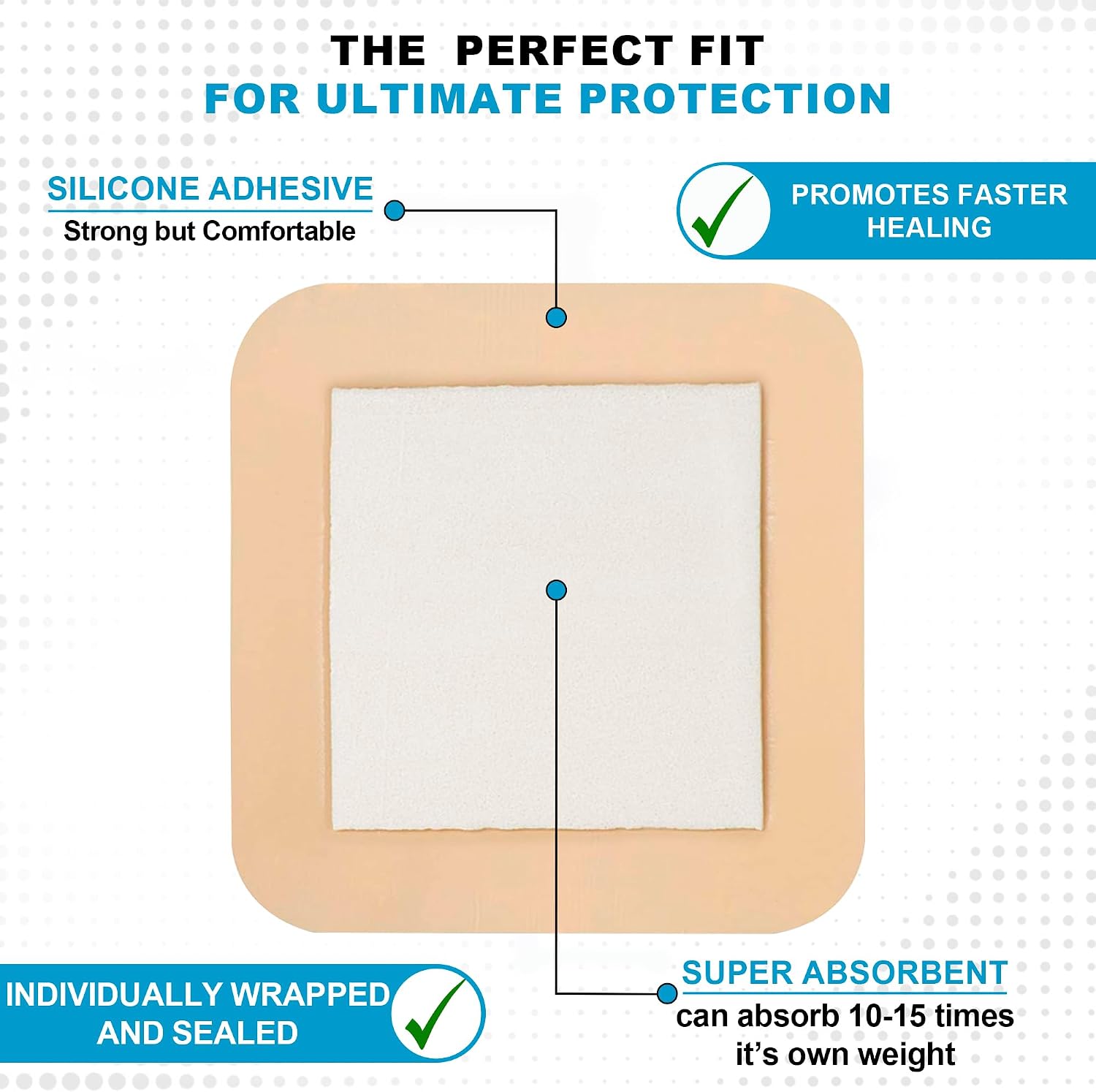 Detalle de MedVance V1010606-Single 6" x 6" Waterproof Bordered Foam Dressing, 10 Count