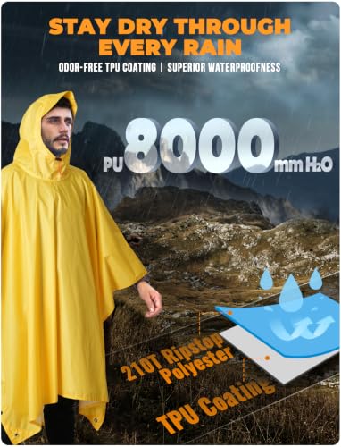 Detalle de ANYOO Wasserdichter Regenponcho Unisex – leicht, komprimierbar, vielseitig
