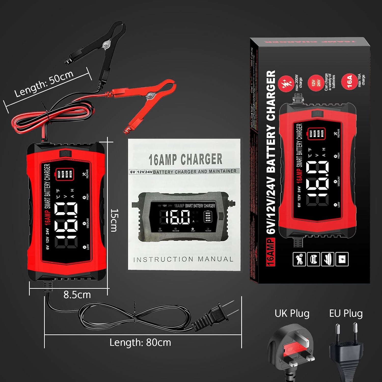 Thumbnail 6 de HTRC 16A Autobatterie Ladegerät 12V