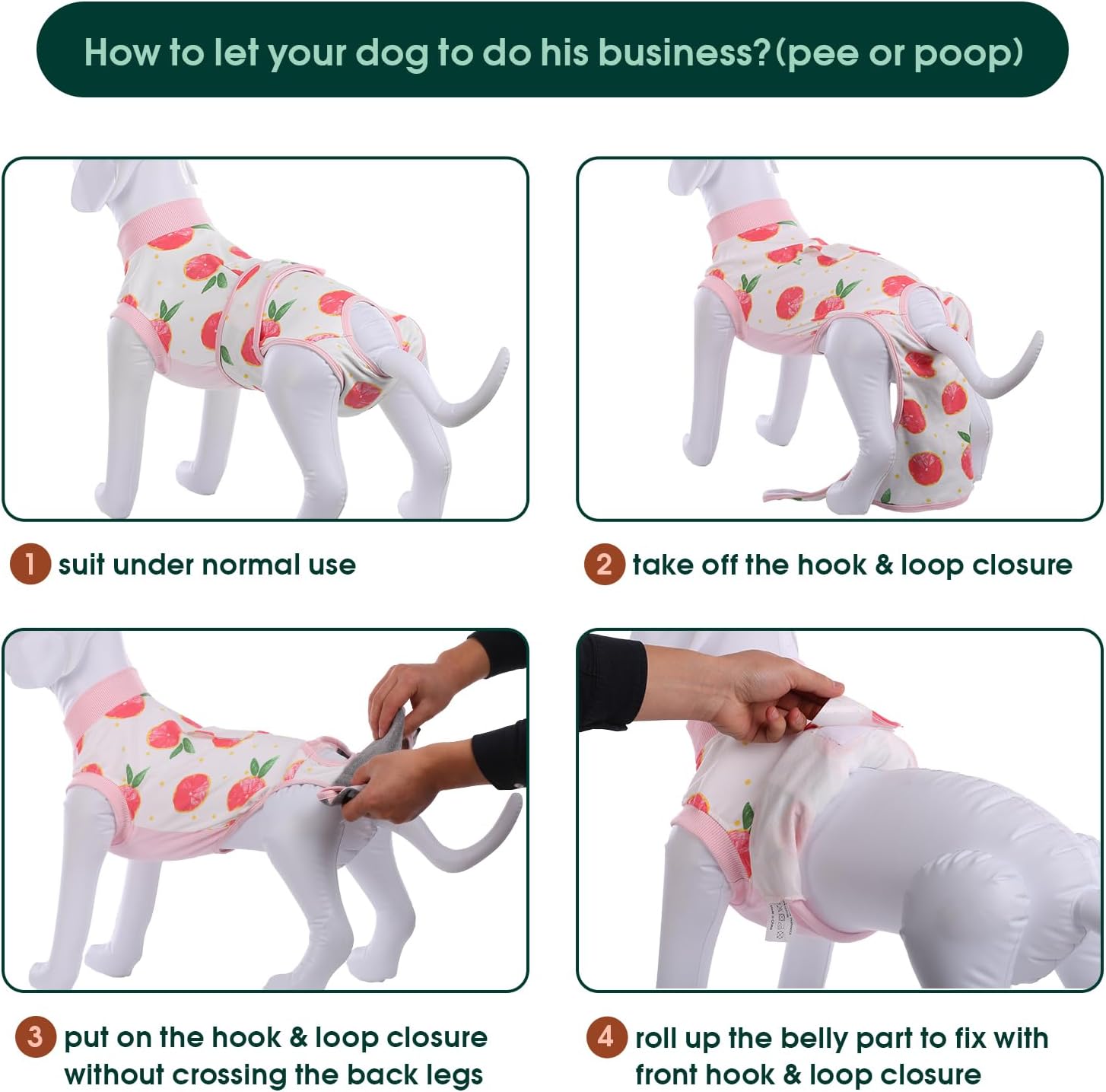 Detalle 2 de Kuoser Dog Surgery Recovery Suit (Peach Powder) – soft recovery onesie alternative to a cone