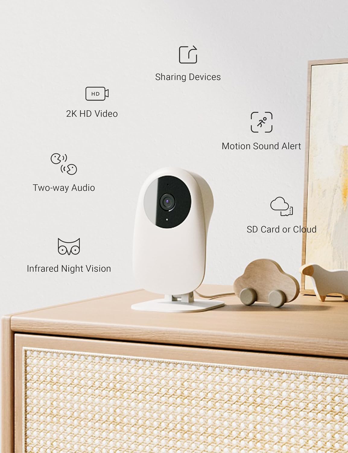 Detalle 2 de Nooie Baby Monitor WiFi 2K with Night Vision and Cloud/SD Storage