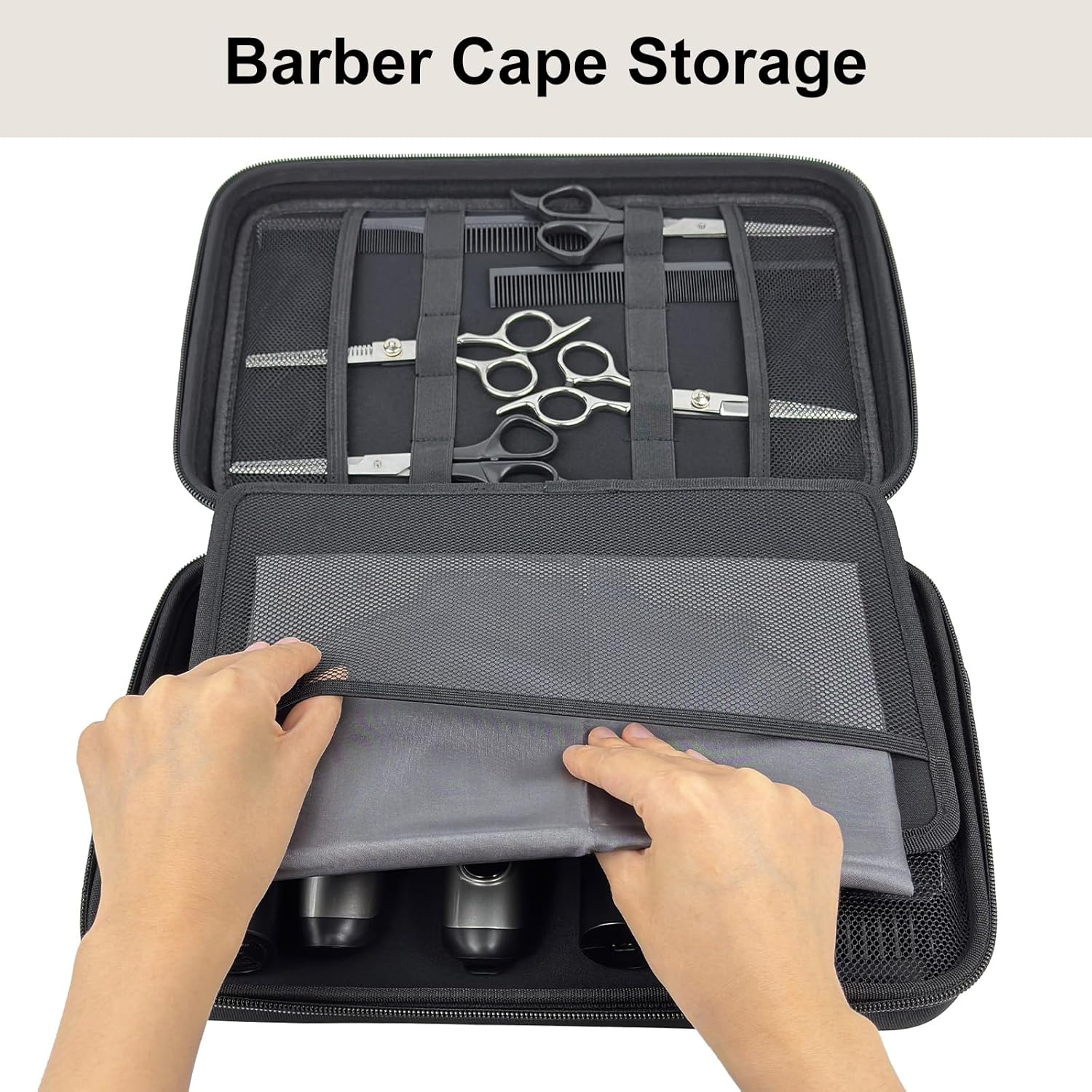 Detalle de Neehows Hard Travel Barber Case for Hair Clippers – Hard Shell Tool Bag with Adjustable Shoulder Strap (Black)