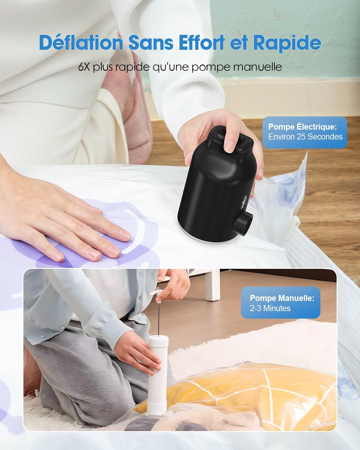 Thumbnail 4 de TRILINK Pompe à air électrique mini portable pour matelas et lits gonflables (rechargeable, LED, 5 buses)
