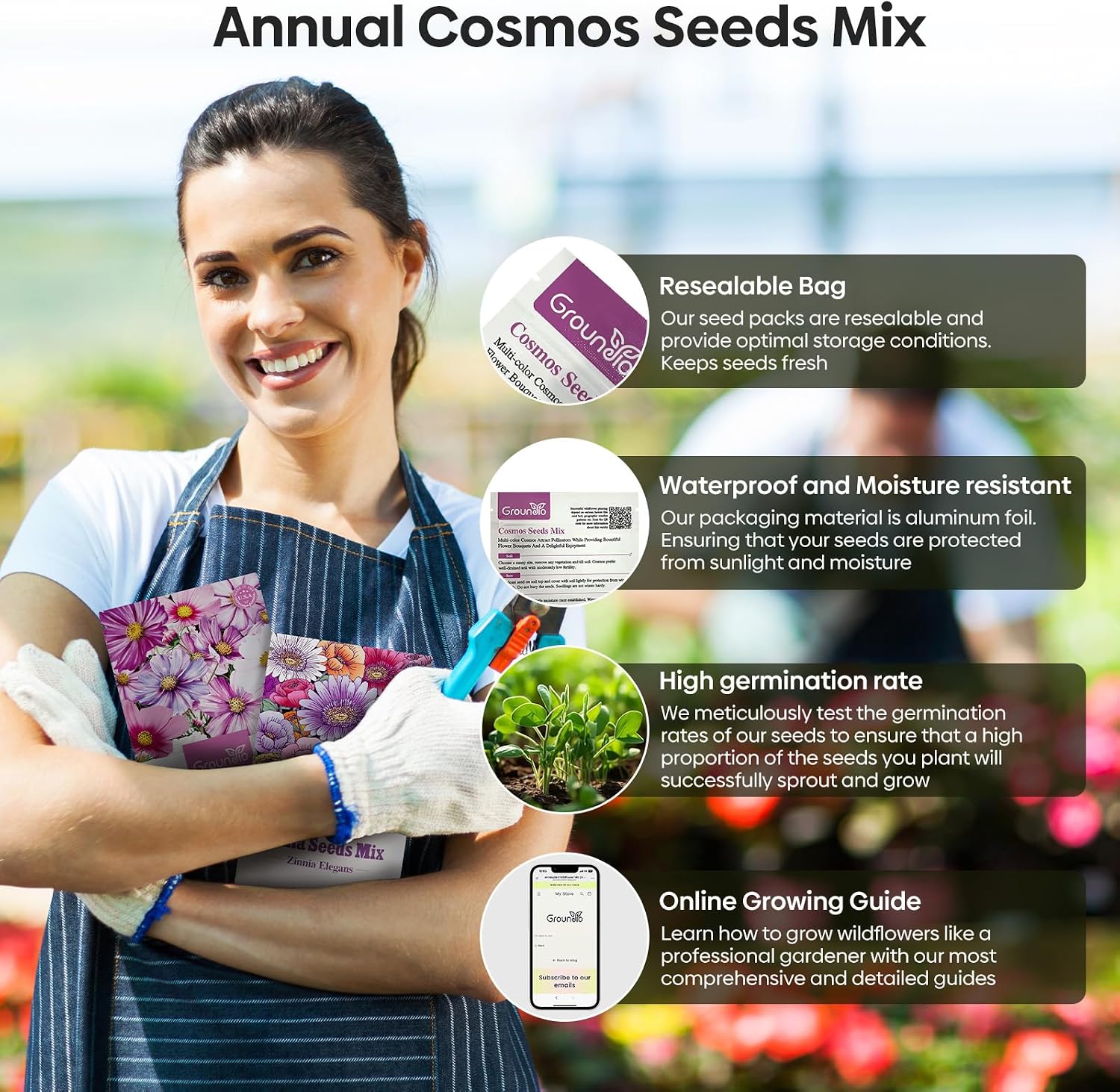 Thumbnail 4 de Groundio Cosmos Seeds, 1 oz