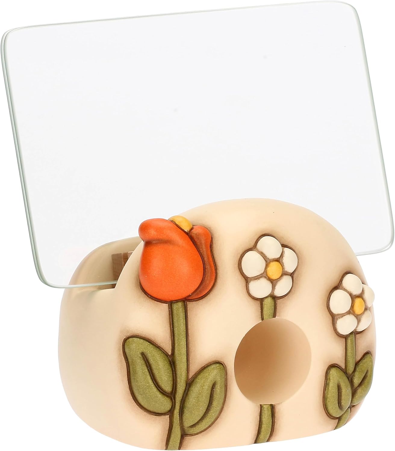 Detalle 1 de Portafoto THUN in vetro e ceramica con base sagomata – Happy Country, 10,5 x 7,8 x 10 cm