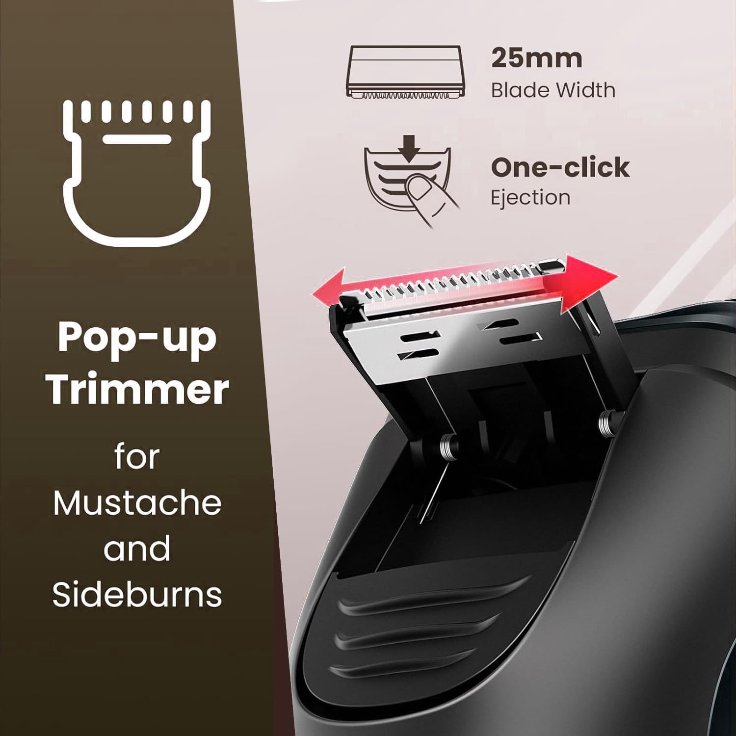 Thumbnail 5 de VitezTab Cordless Electric Razor for Men with 4D Floating Head, LED Display, Travel Lock & Pop-up Trimmer