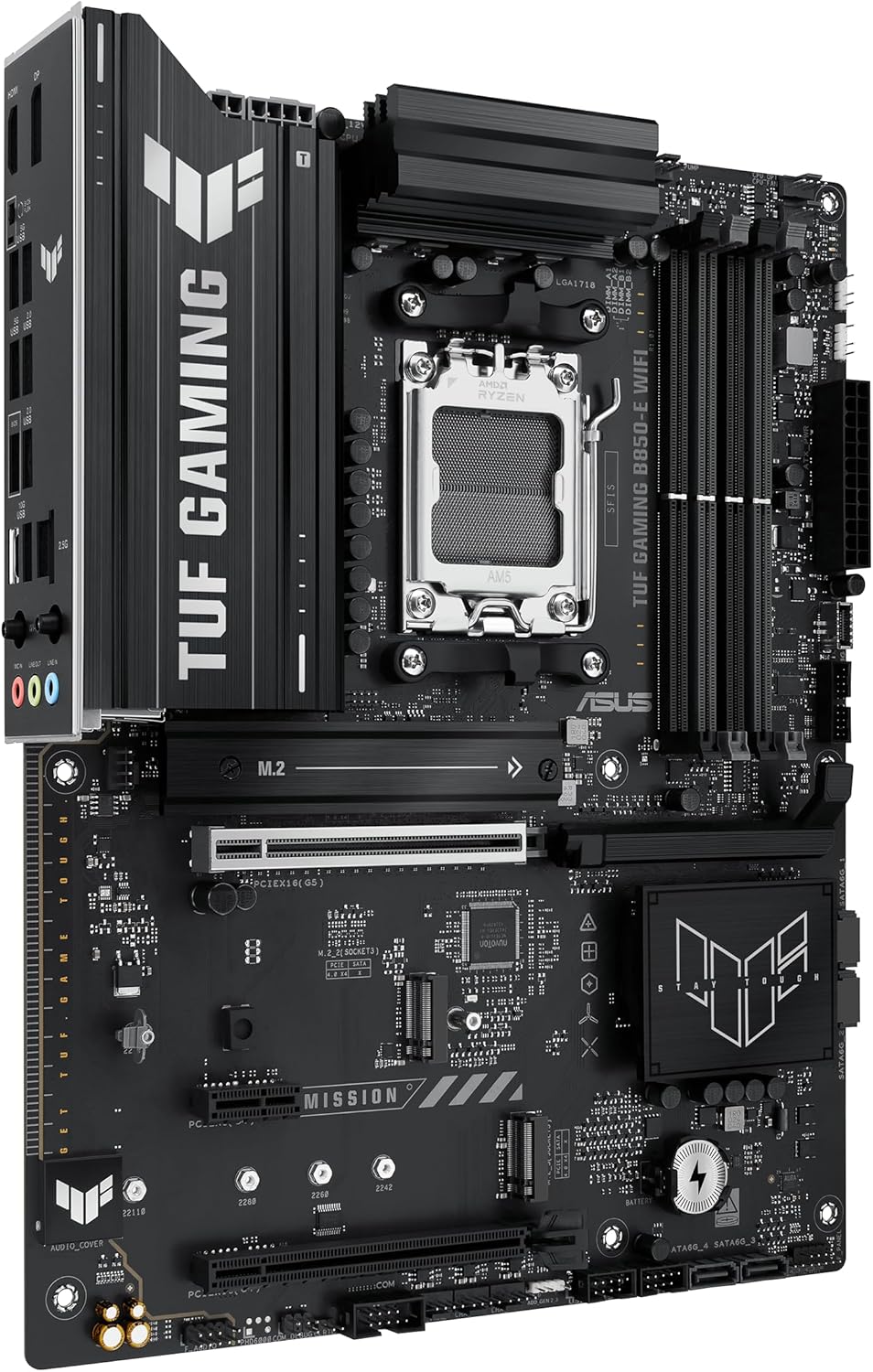 Detalle de ASUS TUF Gaming B850-E Mainboard für AMD AM5 (Sockel AM5, Ryzen 9000) mit WiFi 6E, PCIe 5.0 und M.2