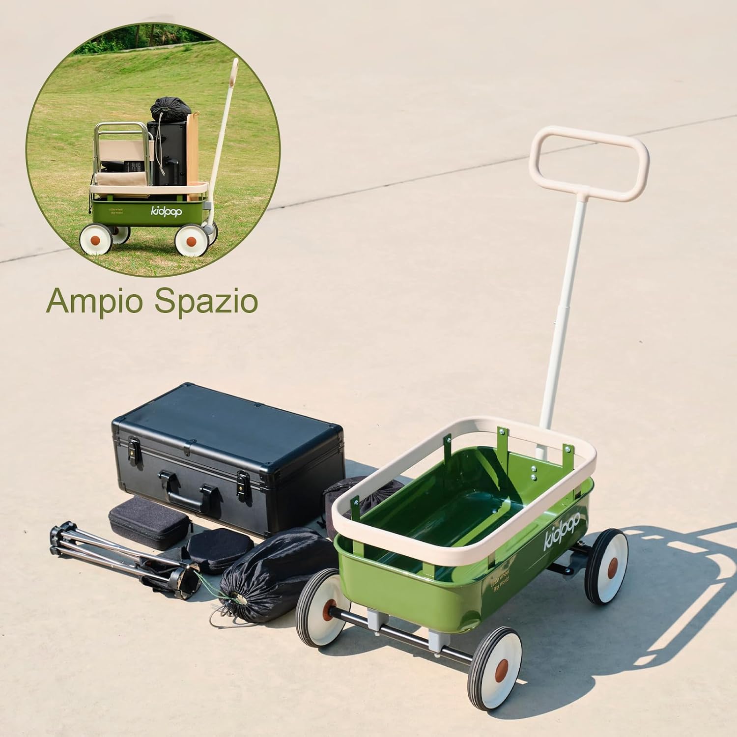 Detalle de Kidpop PULA-Wild 3 in 1: Carrello a mano per bambini – Verde, 2,5–8 anni