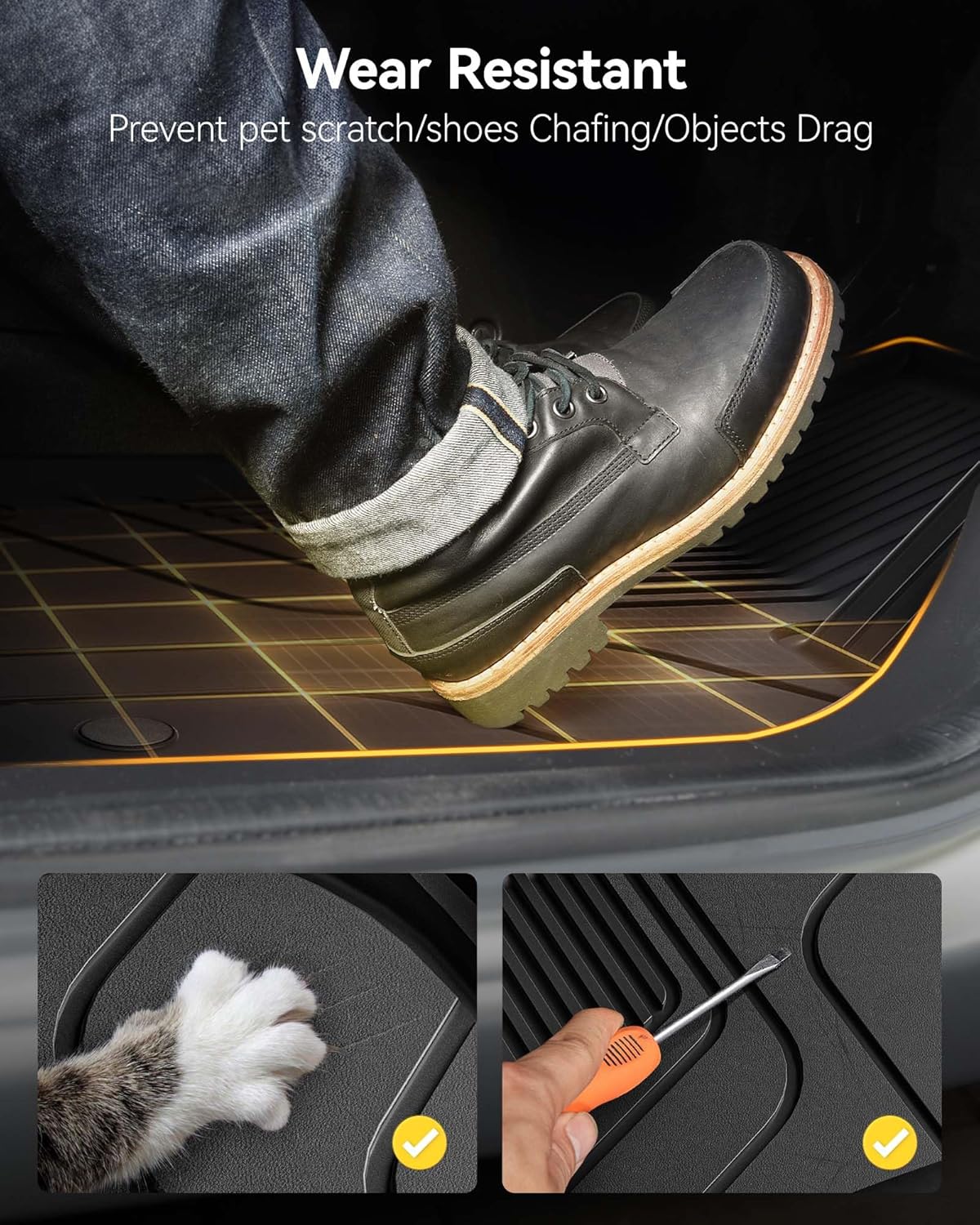 Thumbnail 5 de 3W TPE All-Weather Floor Mats for Dodge Ram 1500 Crew Cab 2025–2026 (Black)