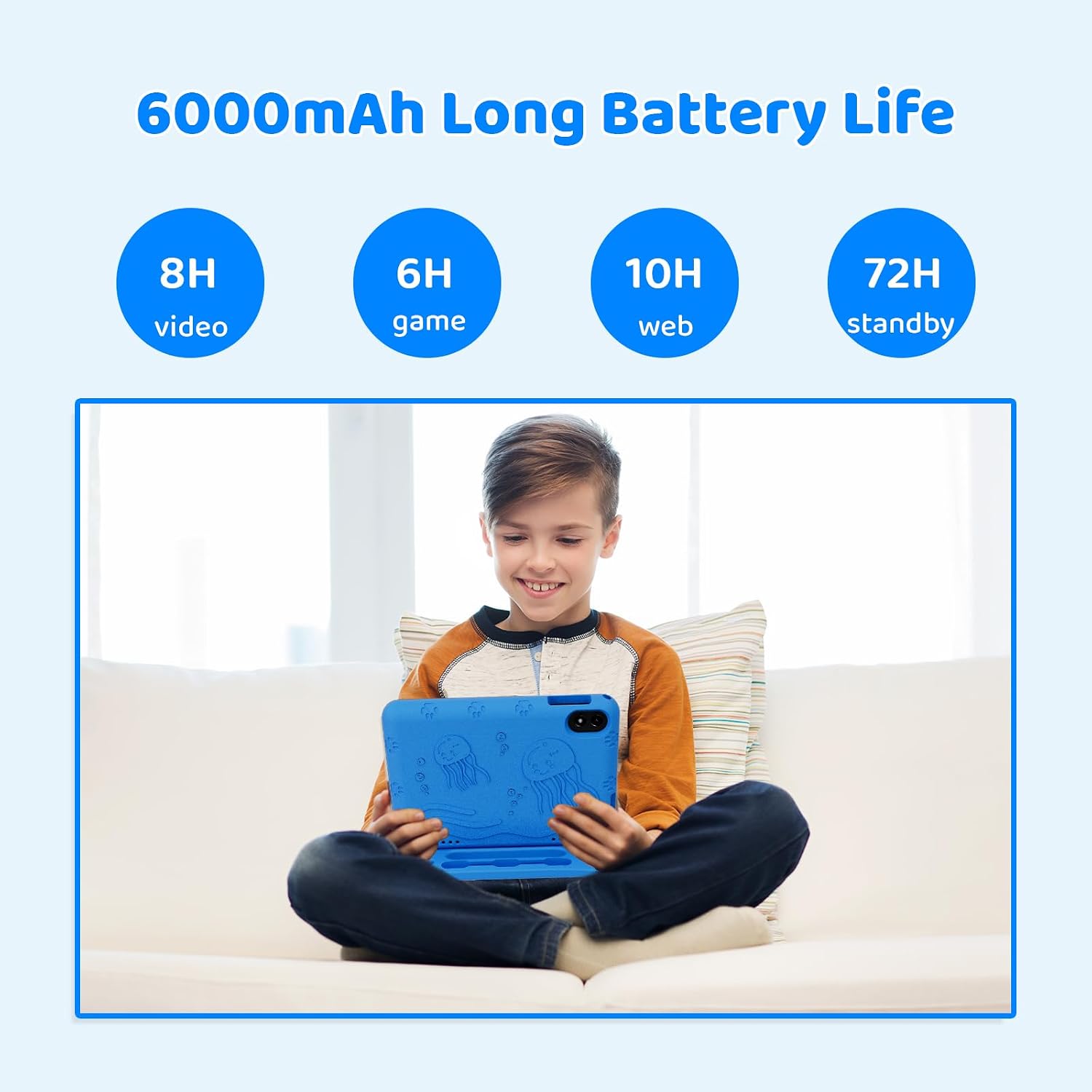 Detalle de COLORROOM 2026 Upgraded Android 15 Kids Tablet (10.1", 10GB RAM, 64GB + up to 1TB) in Blue