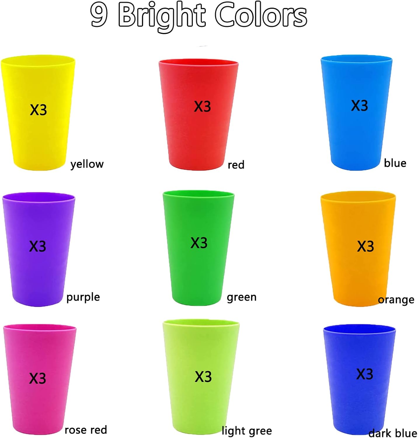 Detalle 2 de WAIZHIUA 27Pc reusable plastic cups 260 ml 🥤