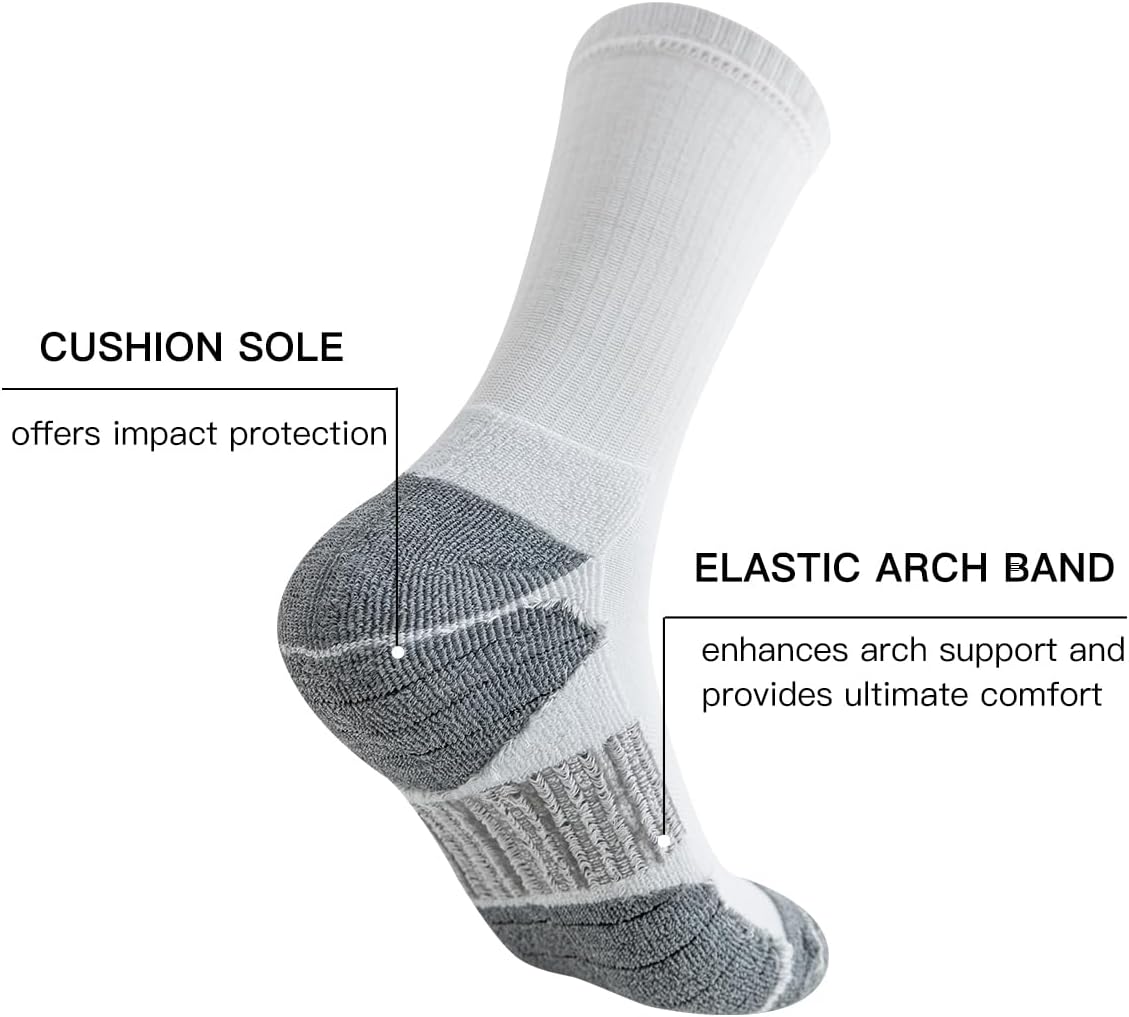 Detalle 2 de JOYNÉE 8 Pairs Men's Athletic Crew Socks: Cushioned, Breathable Support for Running, Hiking, and Everyday Comfort