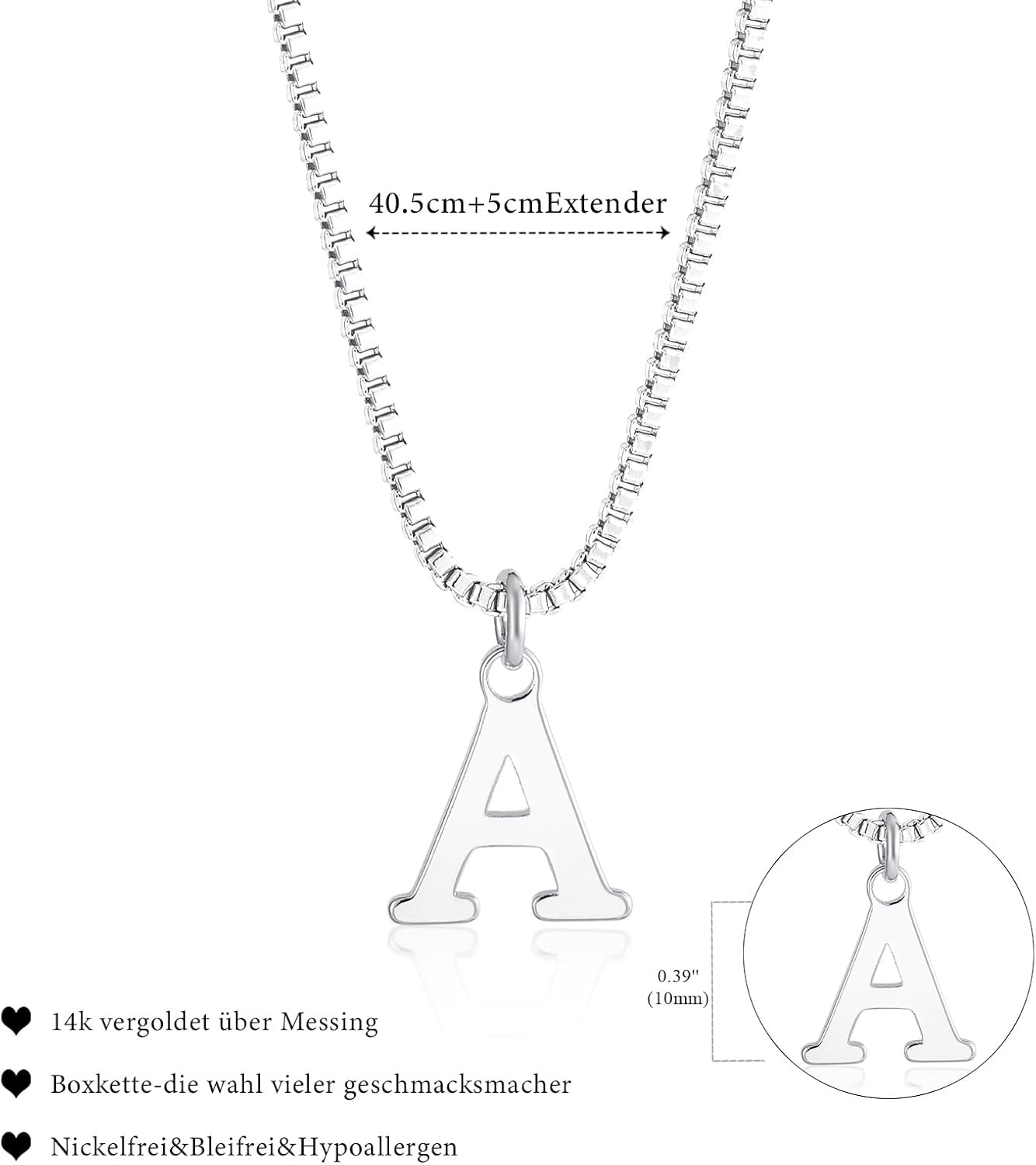 Thumbnail 4 de Esmoly collana donna iniziale in oro 14K choker con lettera A-Z, 16"+2" regolabile