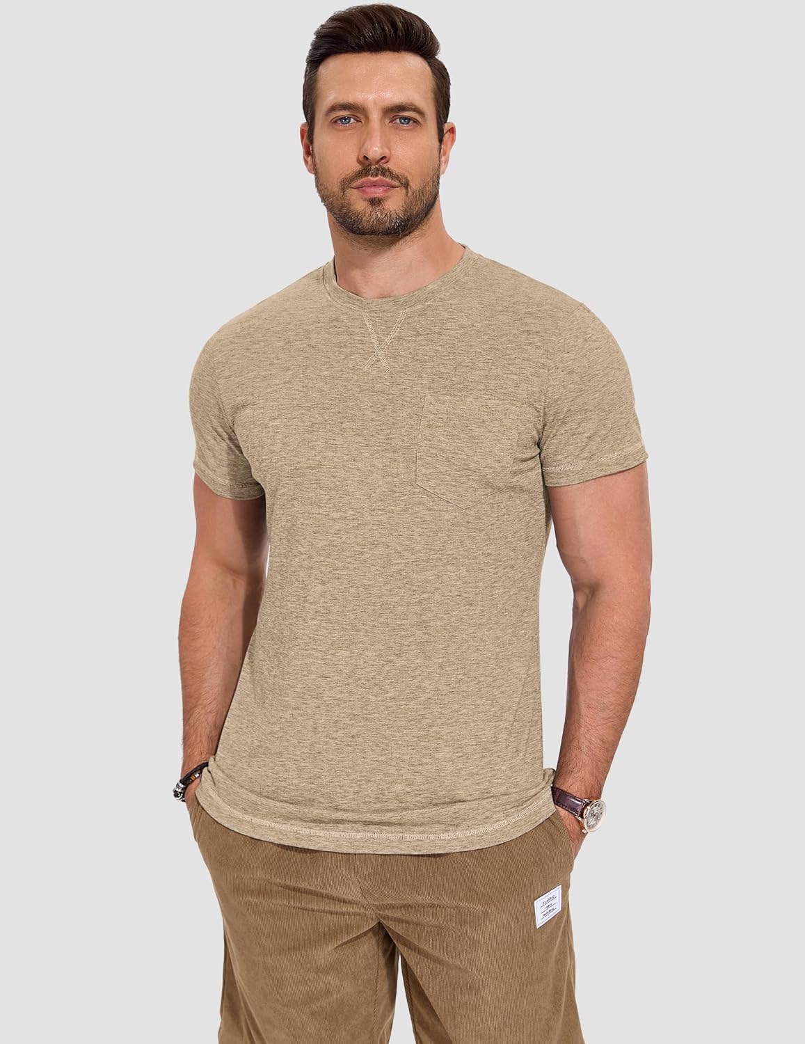 Thumbnail 1 de TARAINYA T-Shirt Herren – Baumwolle Kurzarm Rundhals, Einfarbig, M–4XL